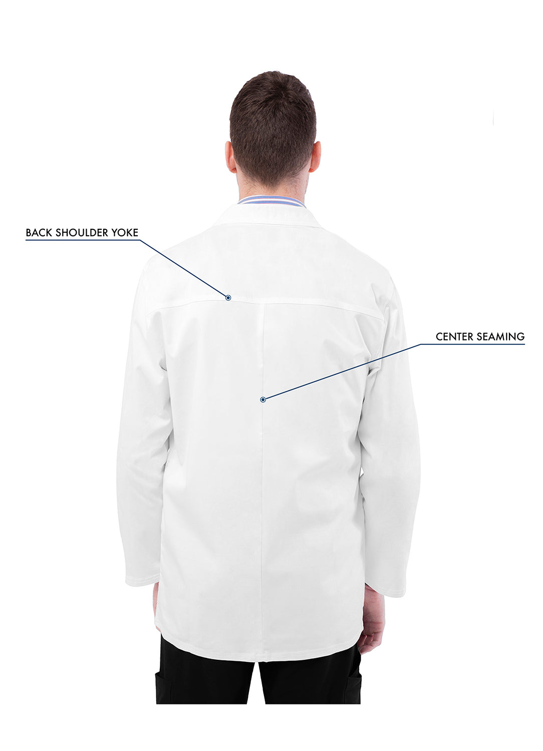 Adar Universal STRETCH Mens 31" Snap Front Lab Coat