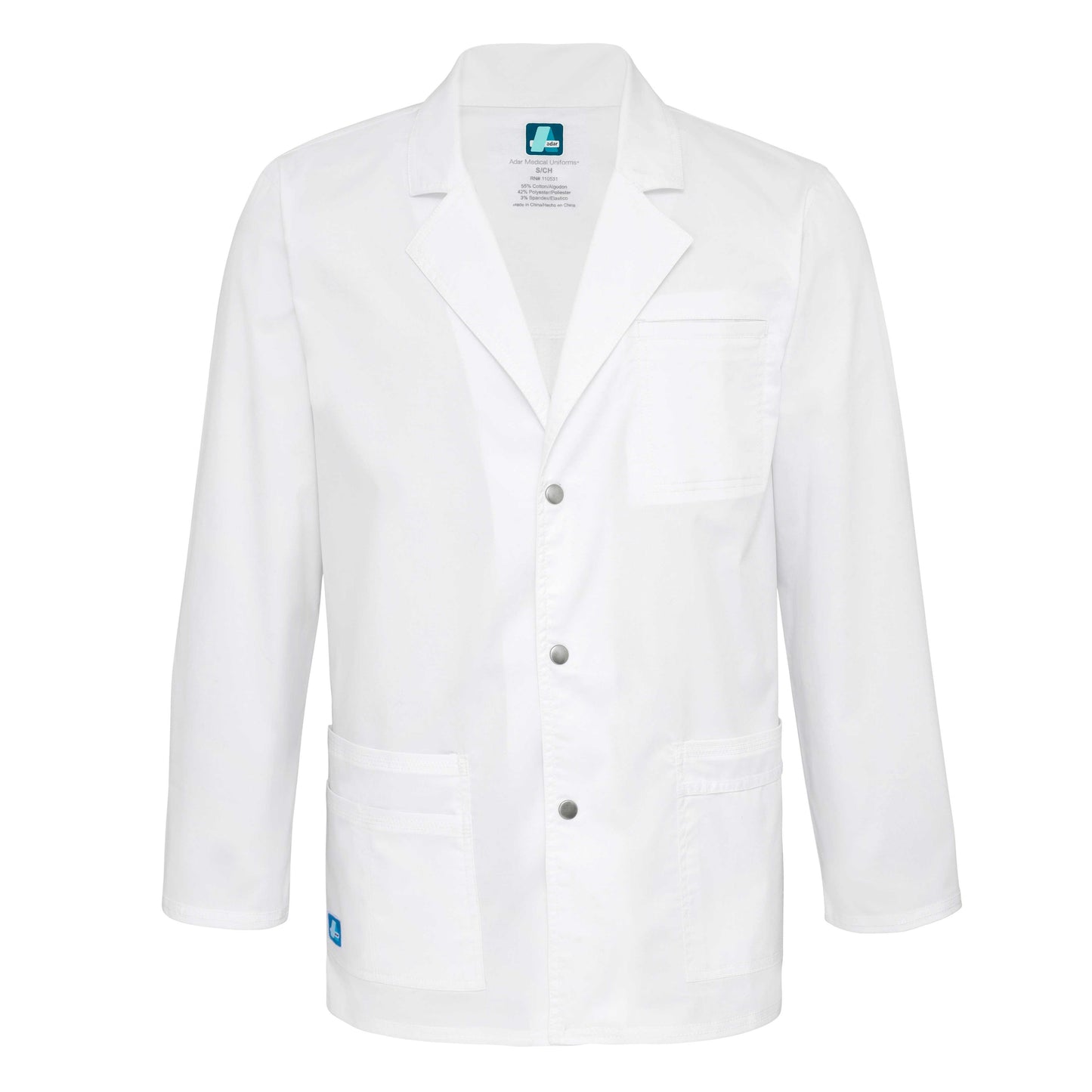 Adar Universal STRETCH Mens 31" Snap Front Lab Coat