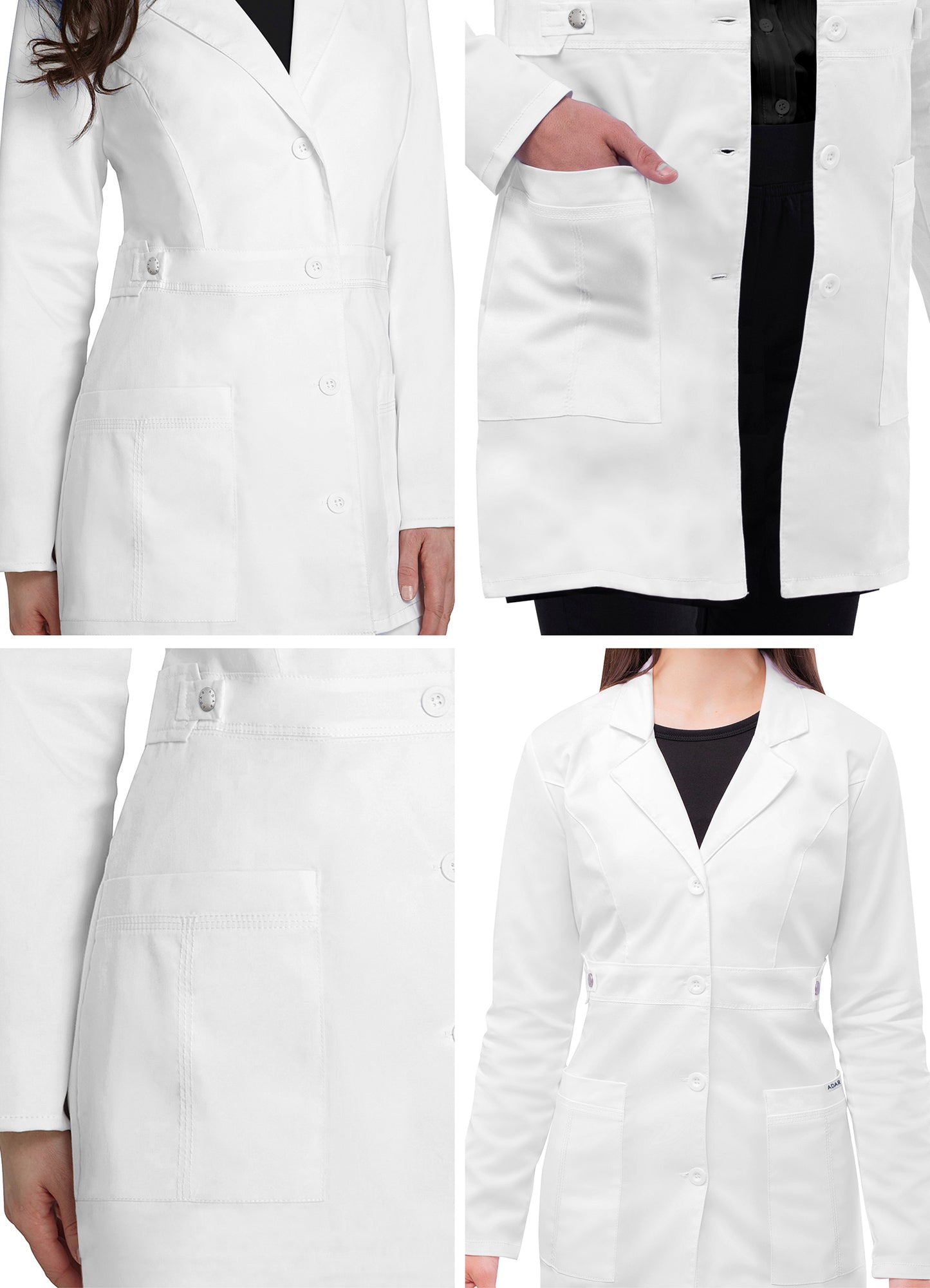 Adar Universal STRETCH Women's 36" Tab-Waist Lab Coat