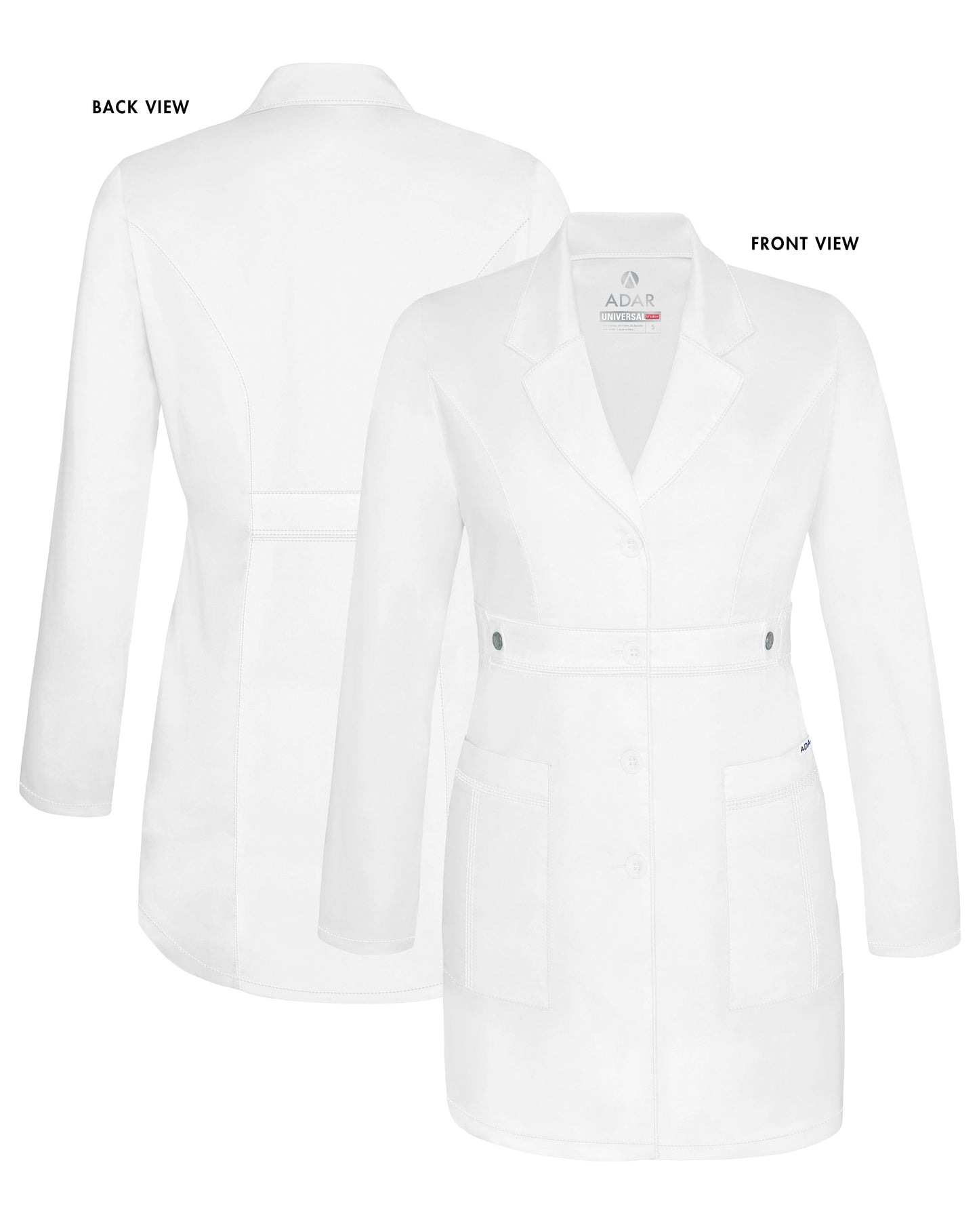 Adar Universal STRETCH Women's 36" Tab-Waist Lab Coat