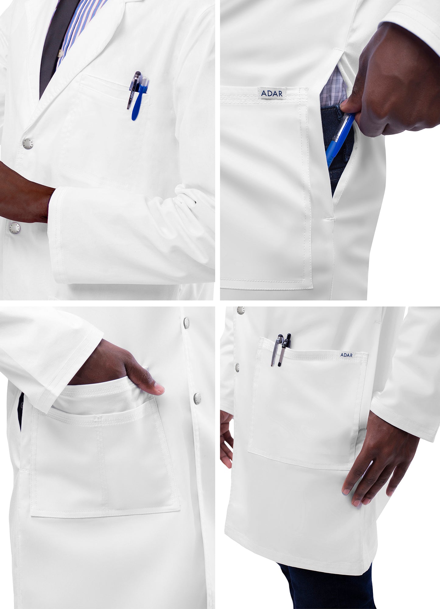 Adar Universal STRETCH Unisex 36" Snap Front Lab Coat