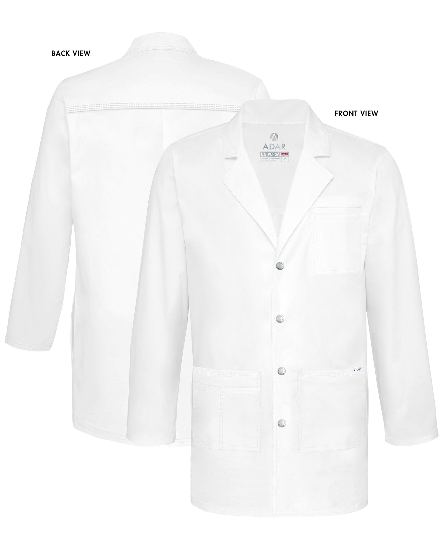 Adar Universal STRETCH Unisex 36" Snap Front Lab Coat