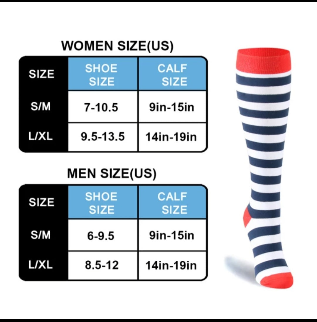 Compression Socks for Women/ Men<br> Circulation Knee High Compression Socks 15-20mmHg for Nurse, Running Athletic, Cycling, Pregnancy, Travel
