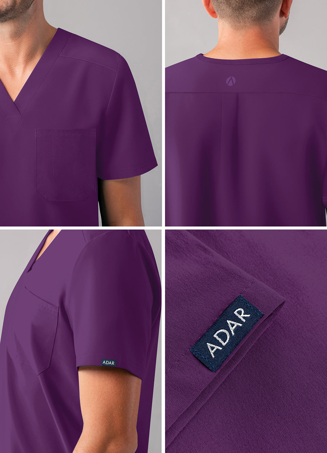 ADAR Addition Men's Classic V-Neck Scrub Top