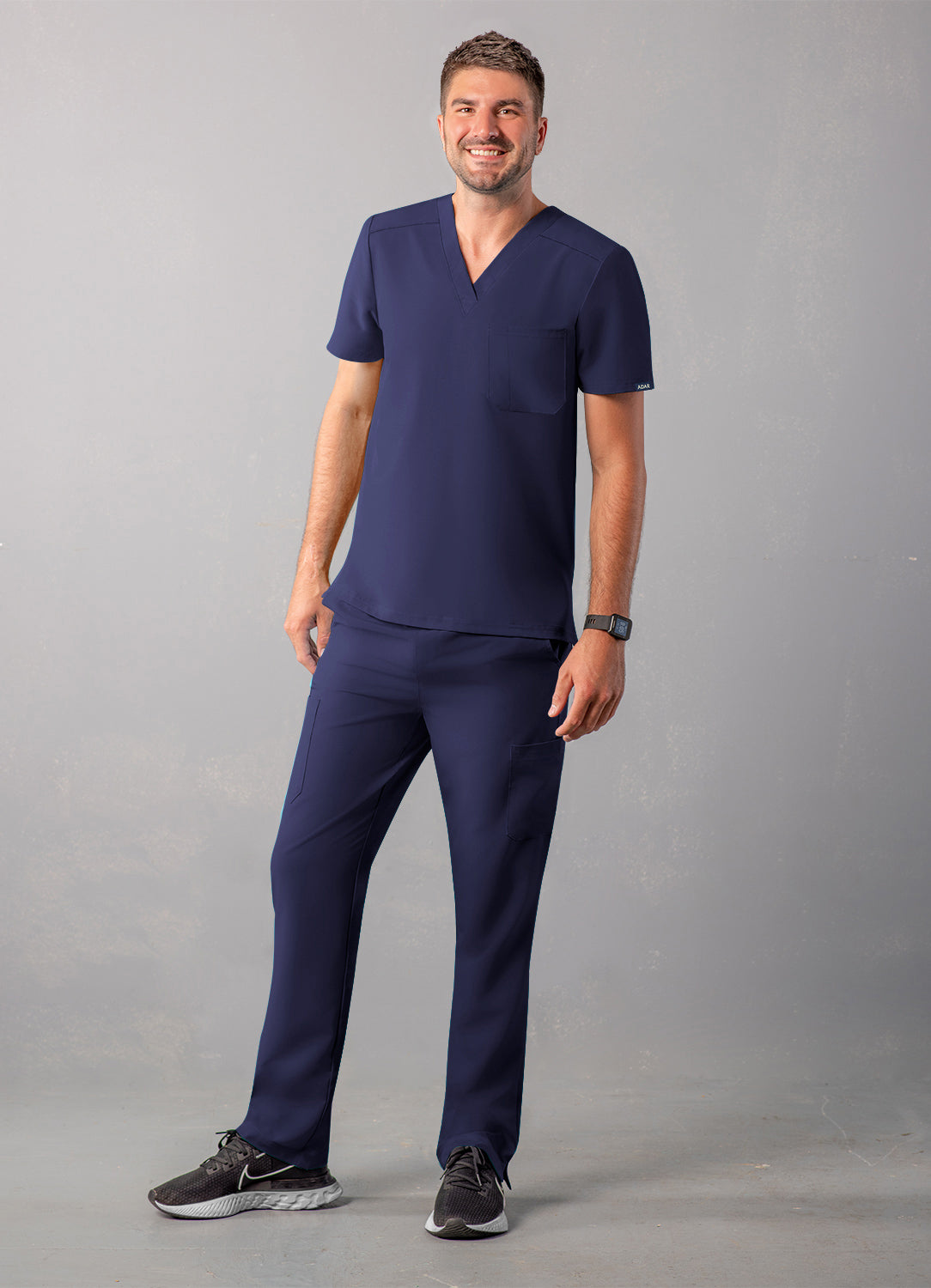 ADAR Addition Men's Classic V-Neck Scrub Top