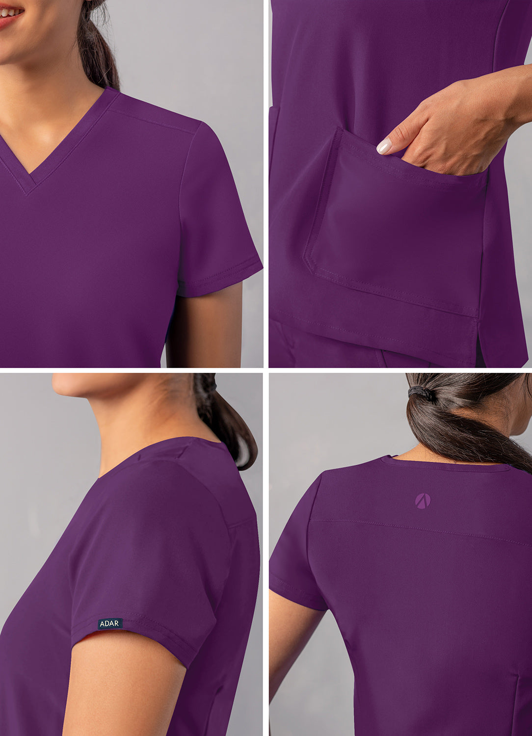 ADAR Addition Women's Modern V-Neck Scrub Top