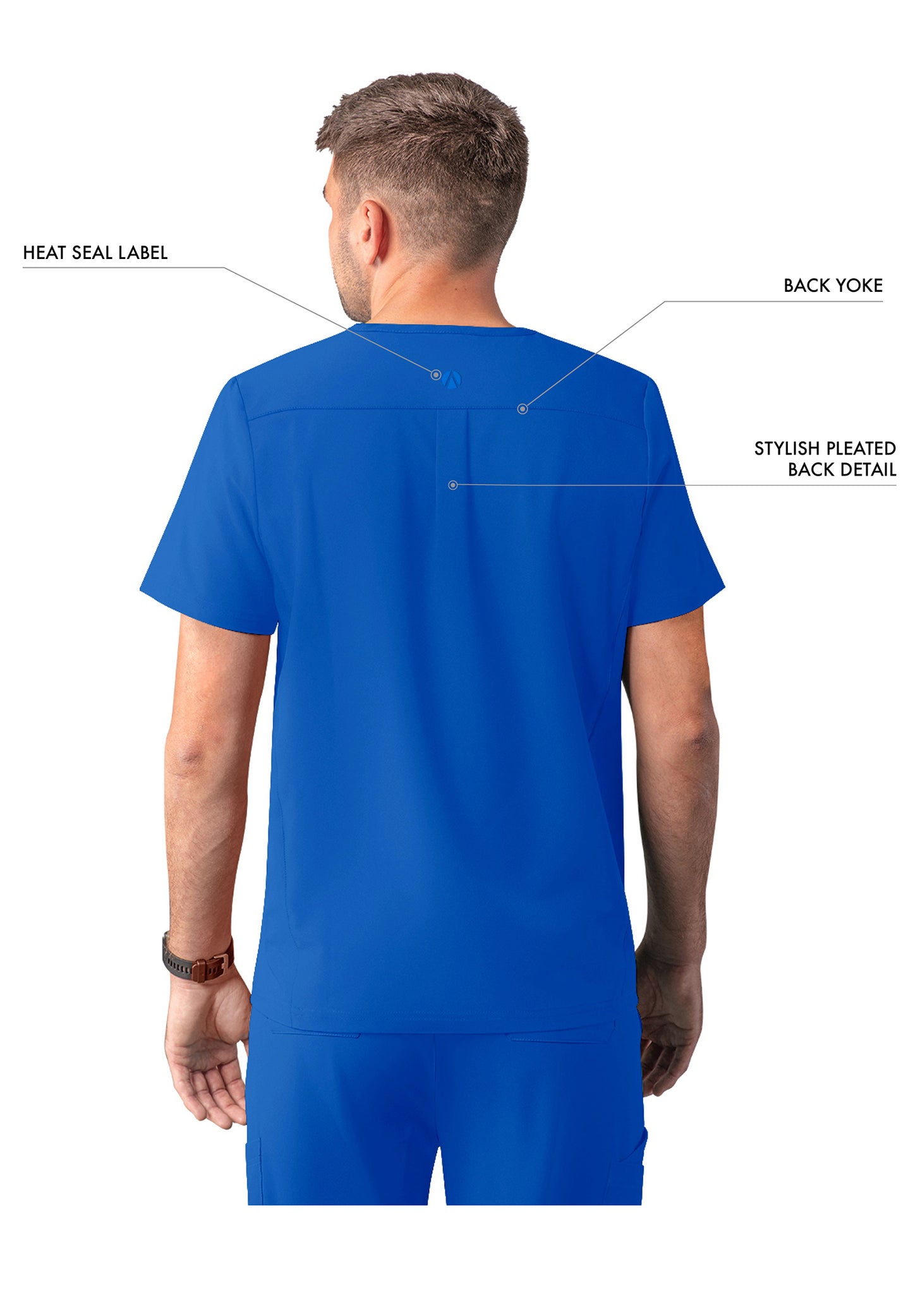ADAR Addition Men's Modern Multi-pocket V-Neck Scrub Top