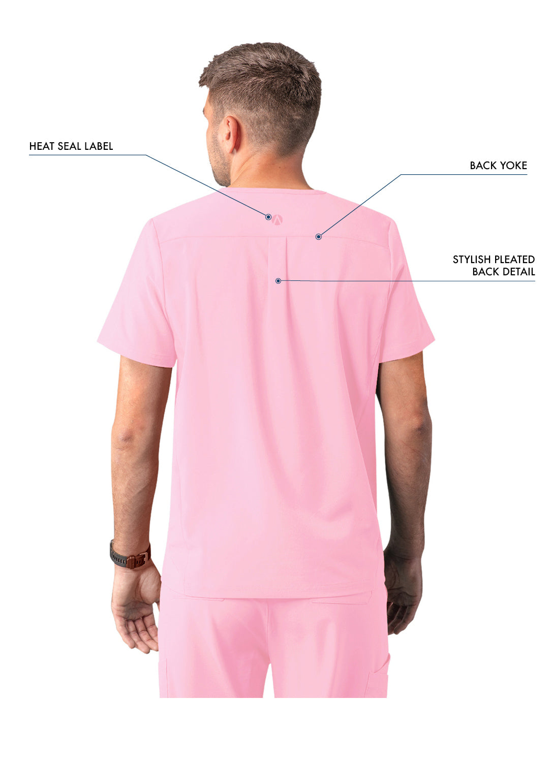 ADAR Addition Men's Modern Multi-pocket V-Neck Scrub Top