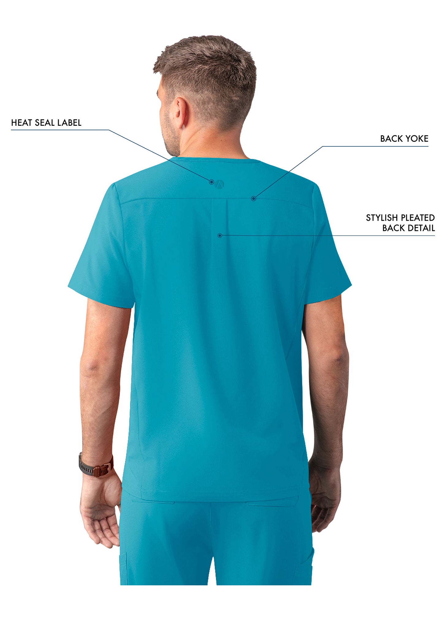 ADAR Addition Men's Modern Multi-pocket V-Neck Scrub Top (More Color)