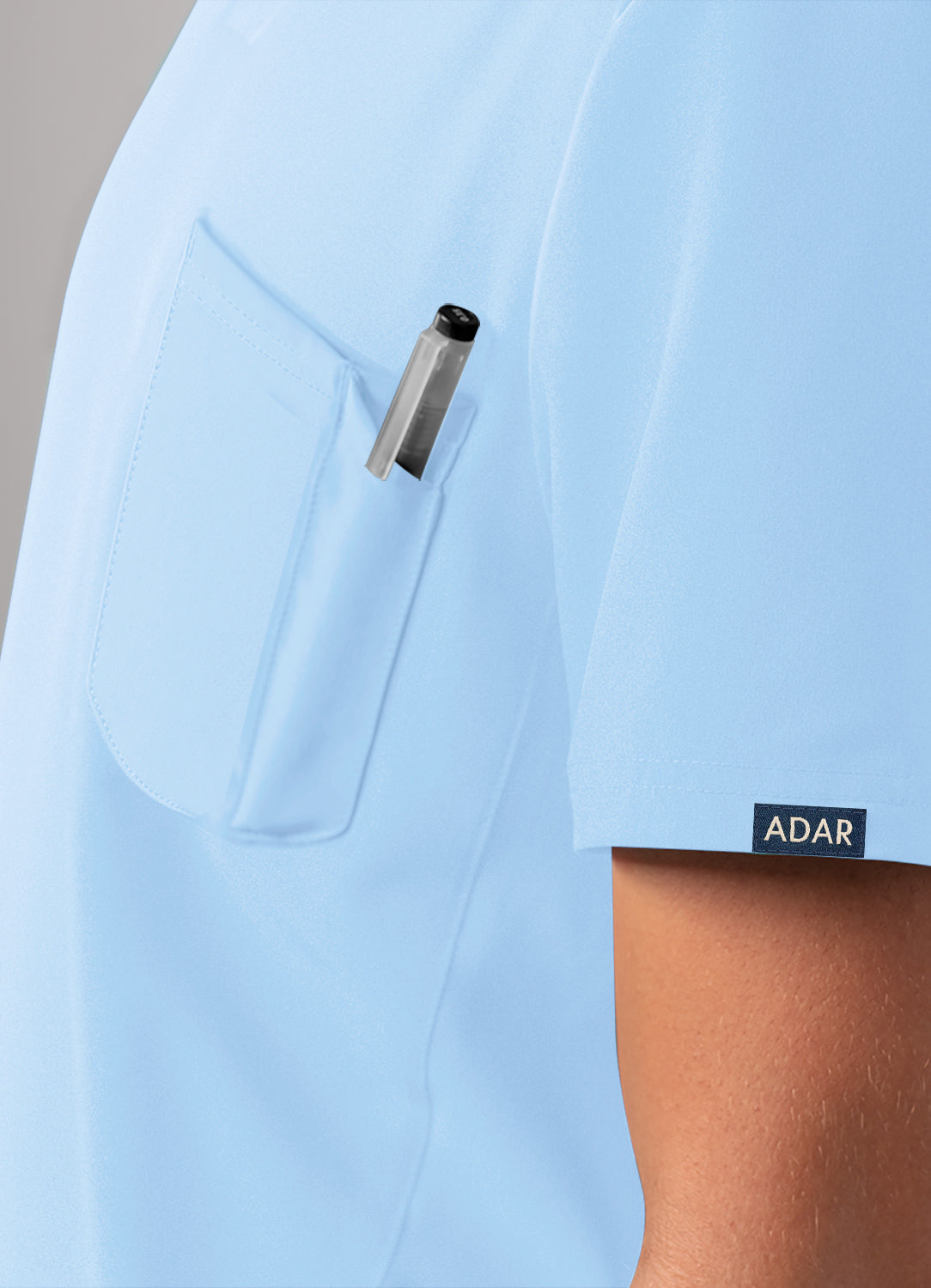 ADAR Addition Men's Modern Multi-pocket V-Neck Scrub Top
