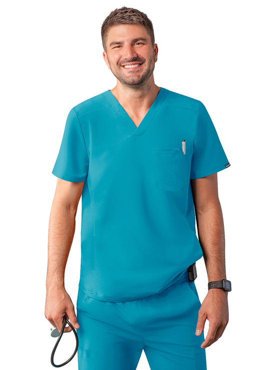 ADAR Addition Men's Modern Multi-pocket V-Neck Scrub Top (More Color)