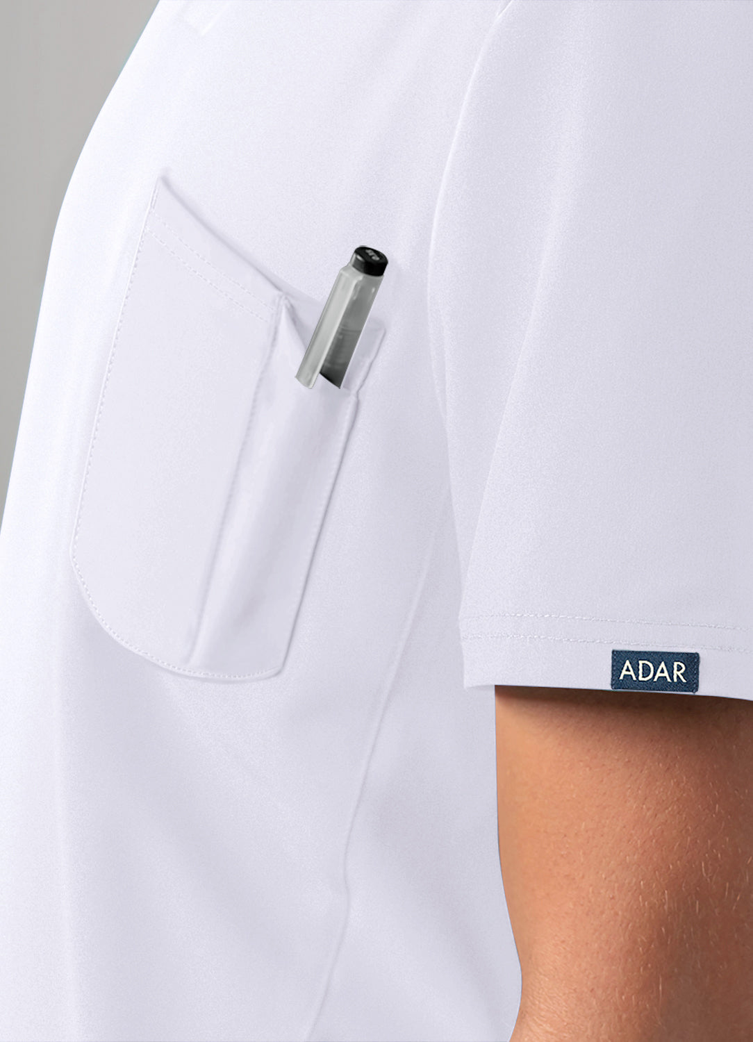 ADAR Addition Men's Modern Multi-pocket V-Neck Scrub Top (More Color)