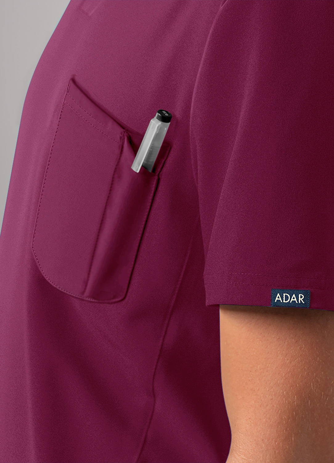 ADAR Addition Men's Modern Multi-pocket V-Neck Scrub Top (More Color)