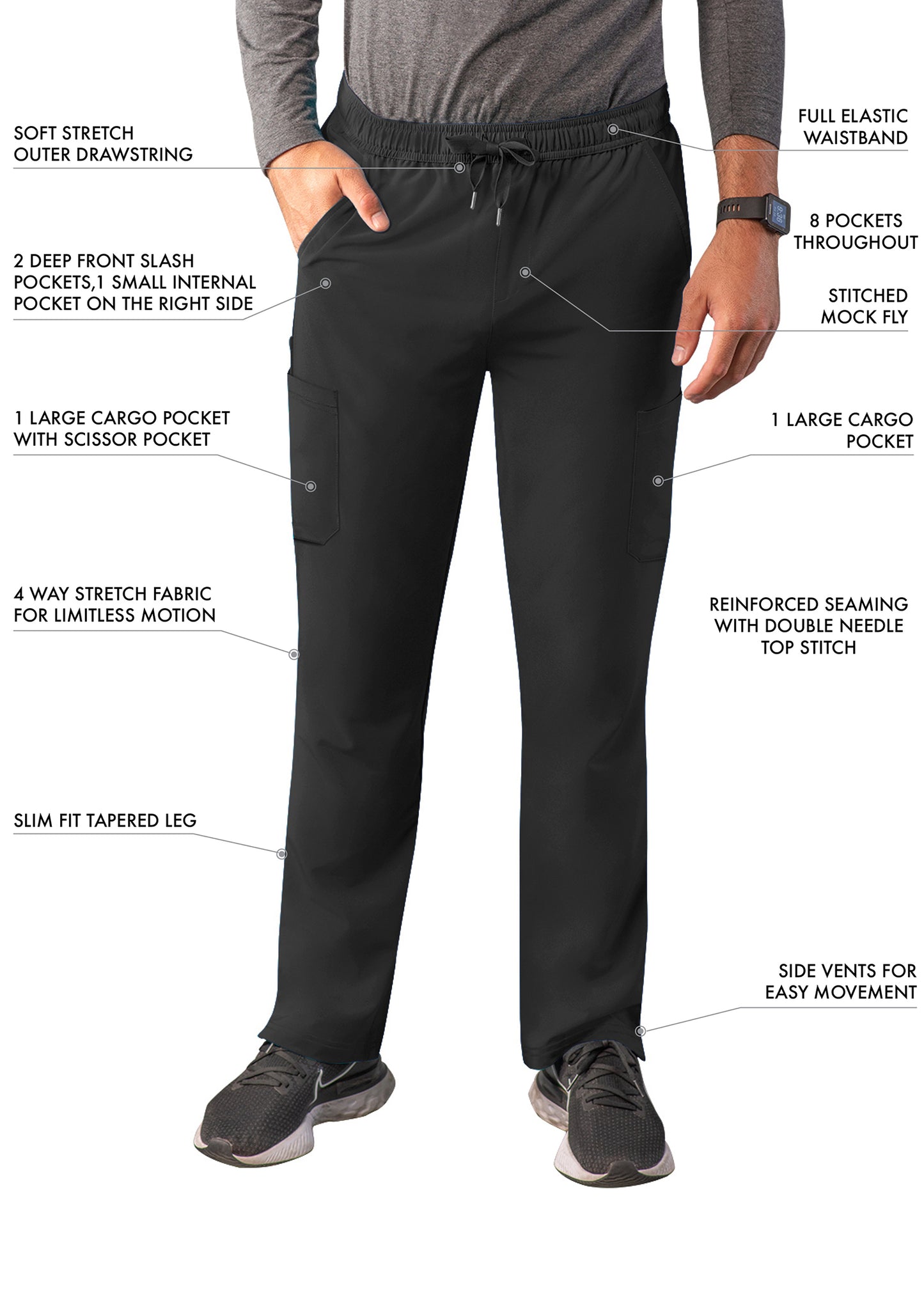 ADAR Addition Men's Slim Leg Cargo Drawstring Pant