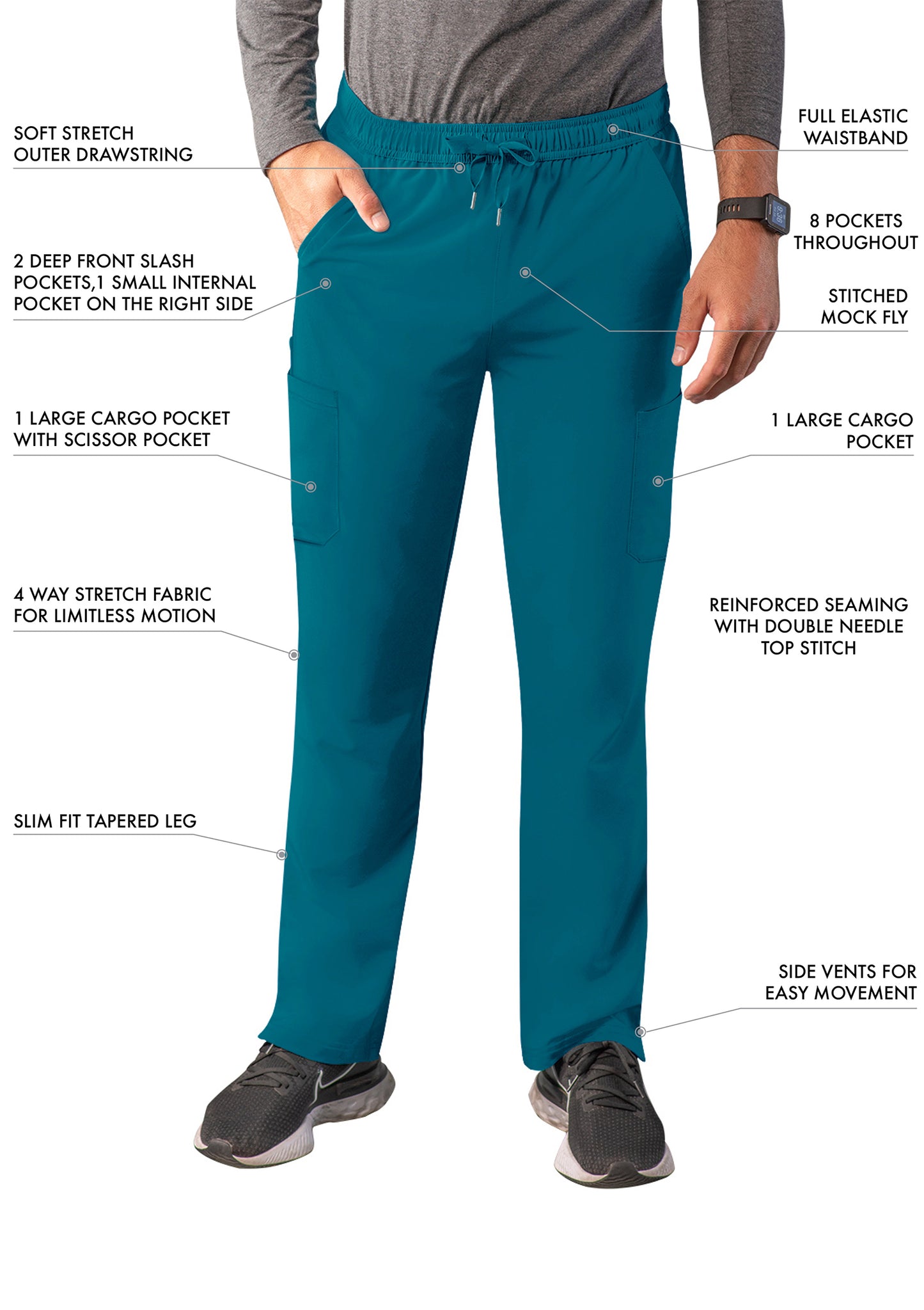 ADAR Addition Men's Slim Leg Cargo Drawstring Pant