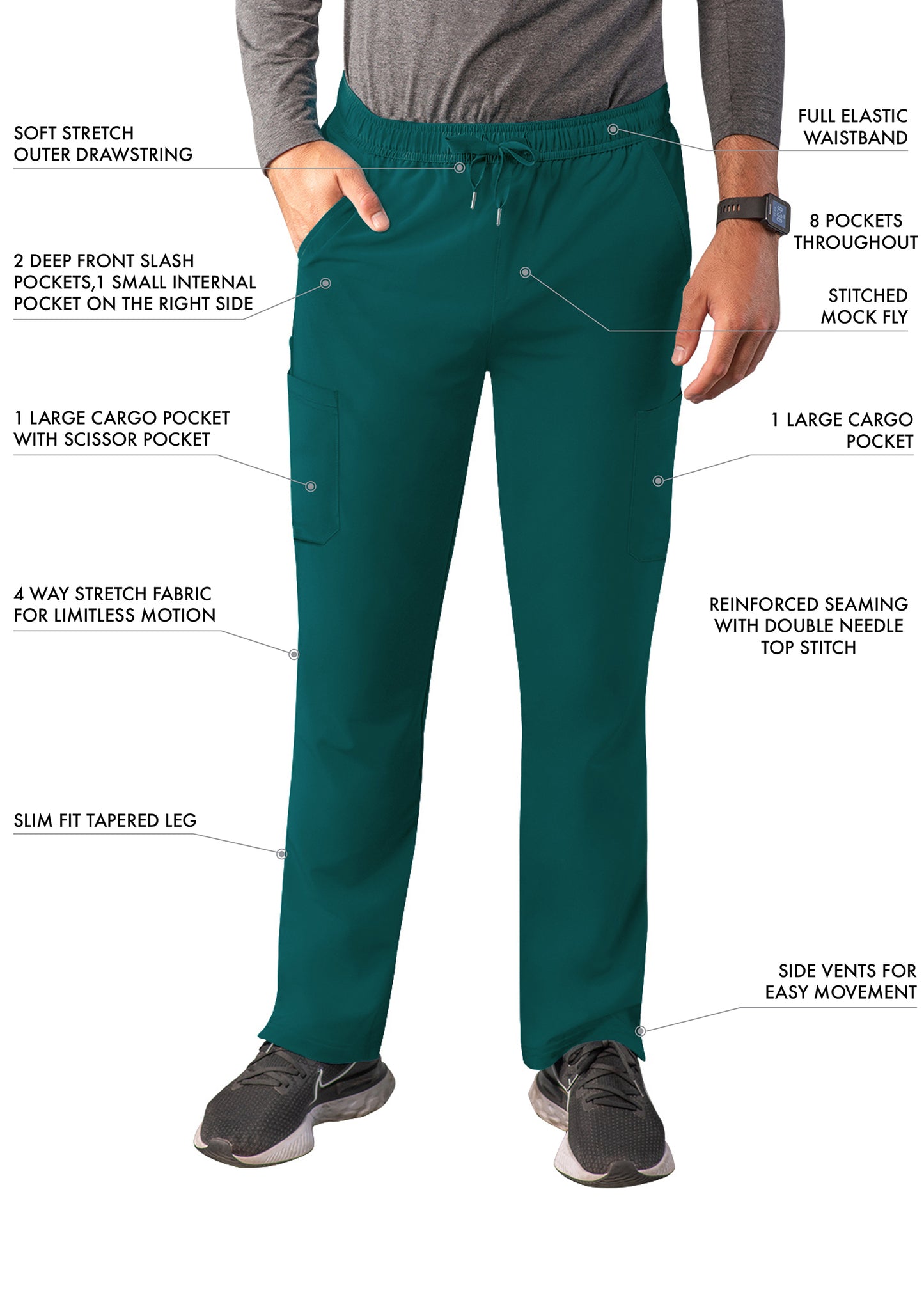 ADAR Addition Men's Slim Leg Cargo Drawstring Pant