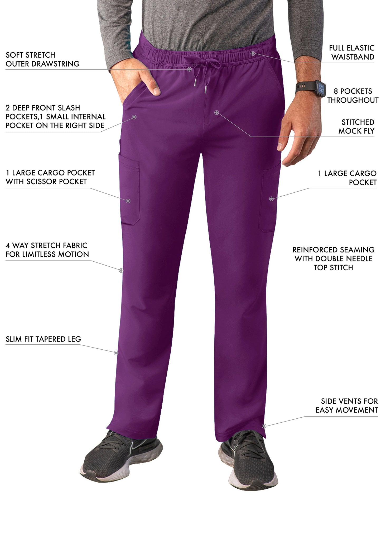 ADAR Addition Men's Slim Leg Cargo Drawstring Pant