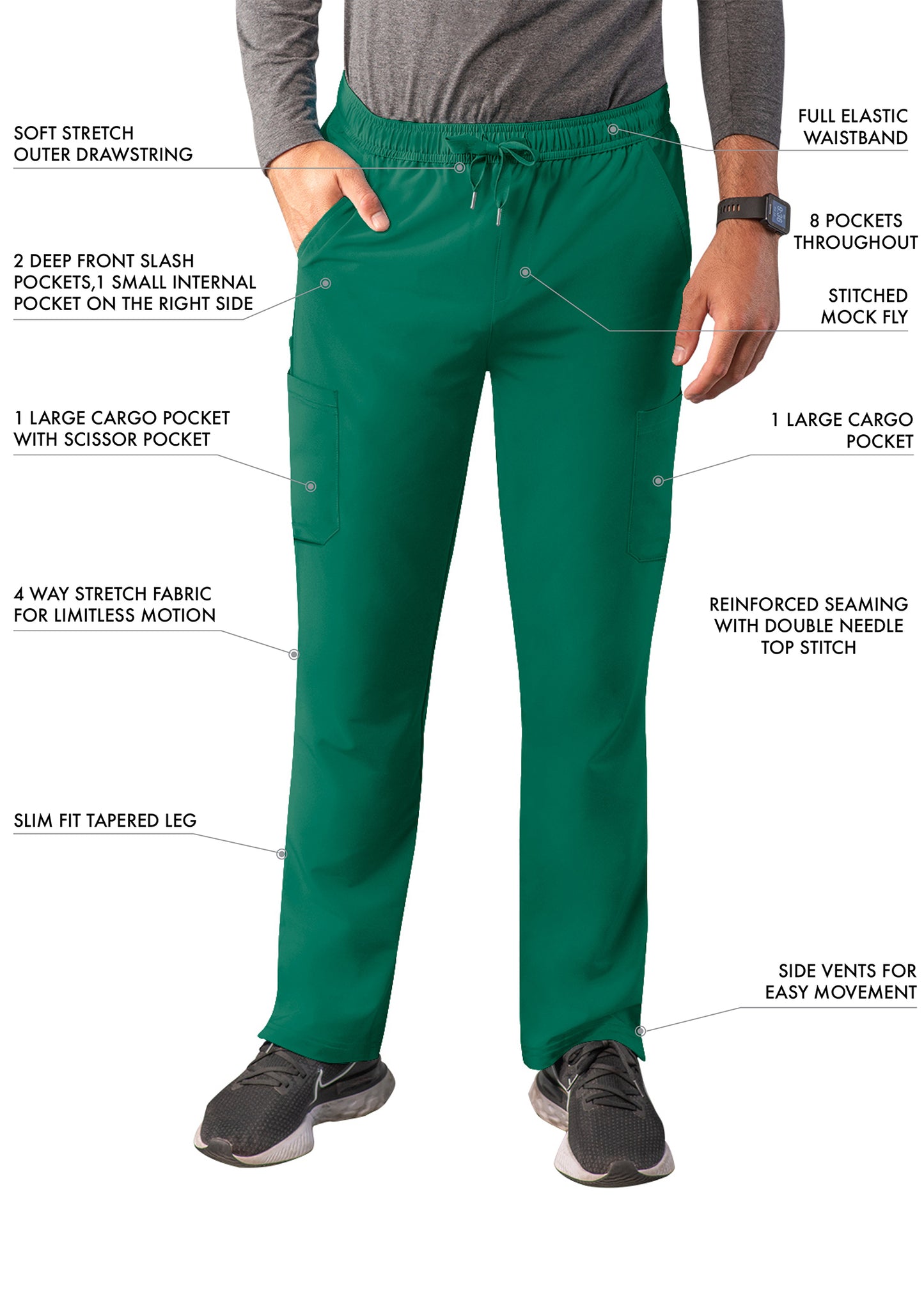 ADAR Addition Men's Slim Leg Cargo Drawstring Pant