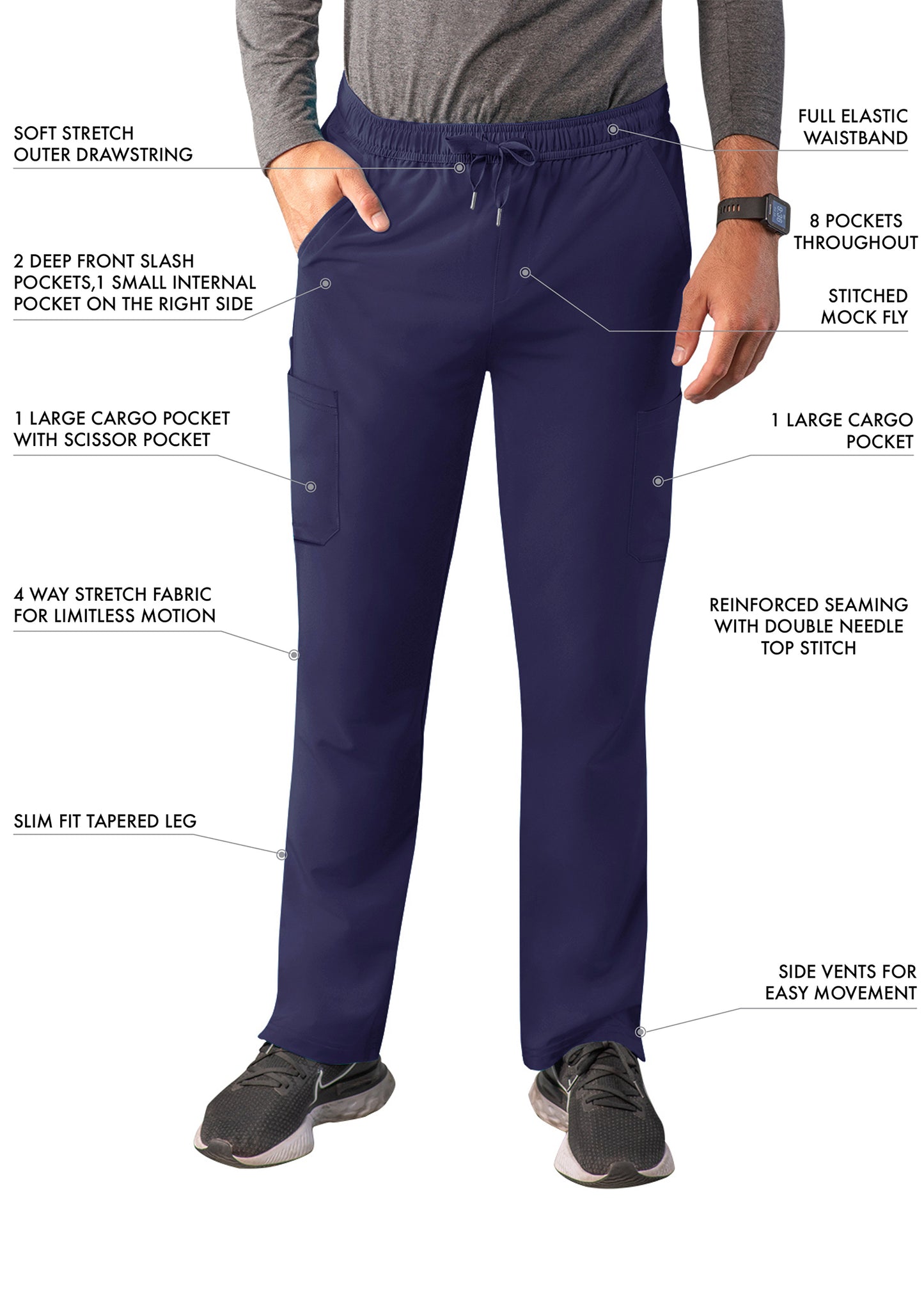 ADAR Addition Men's Slim Leg Cargo Drawstring Pant