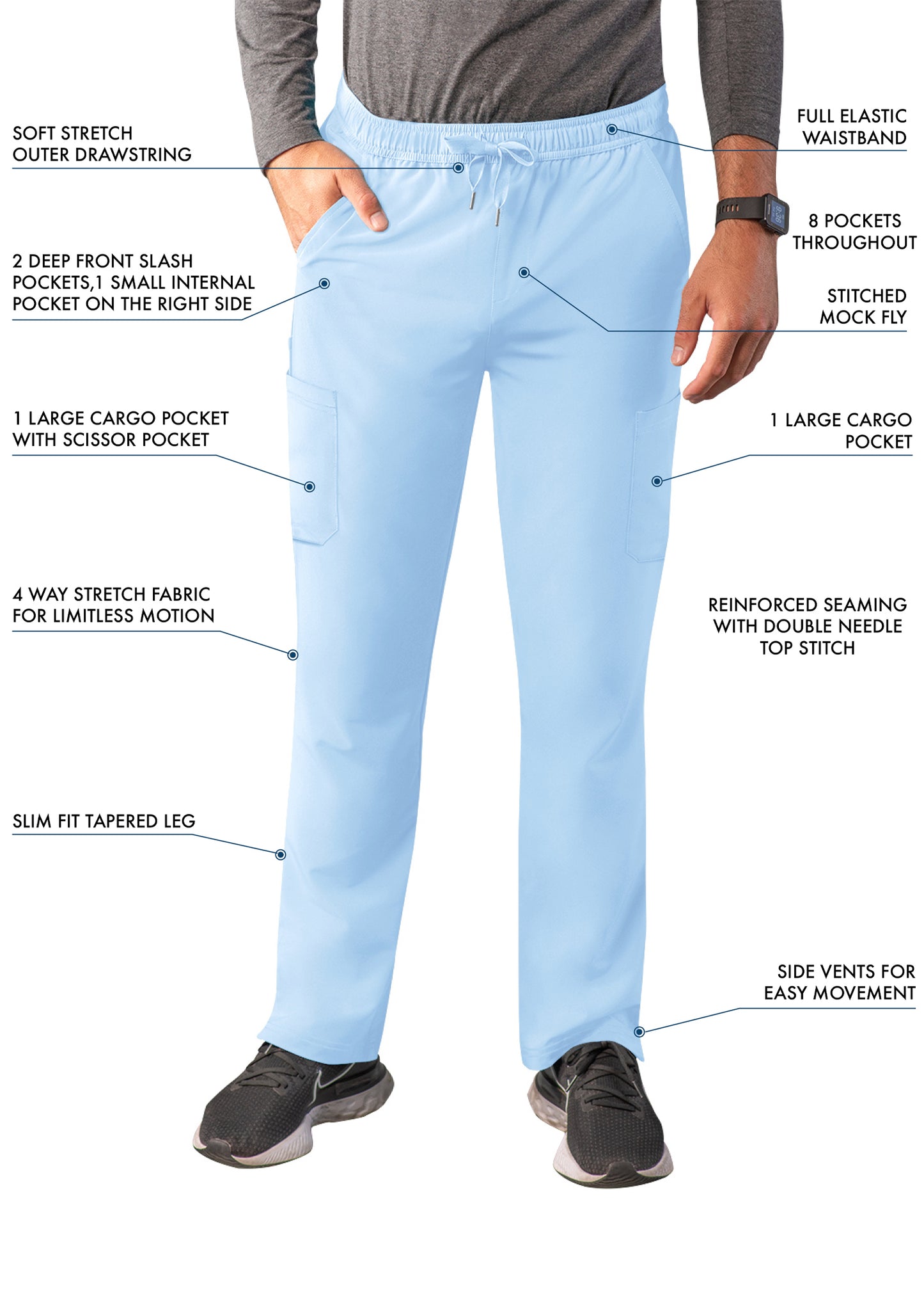 ADAR Addition Men's Slim Leg Cargo Drawstring Pant