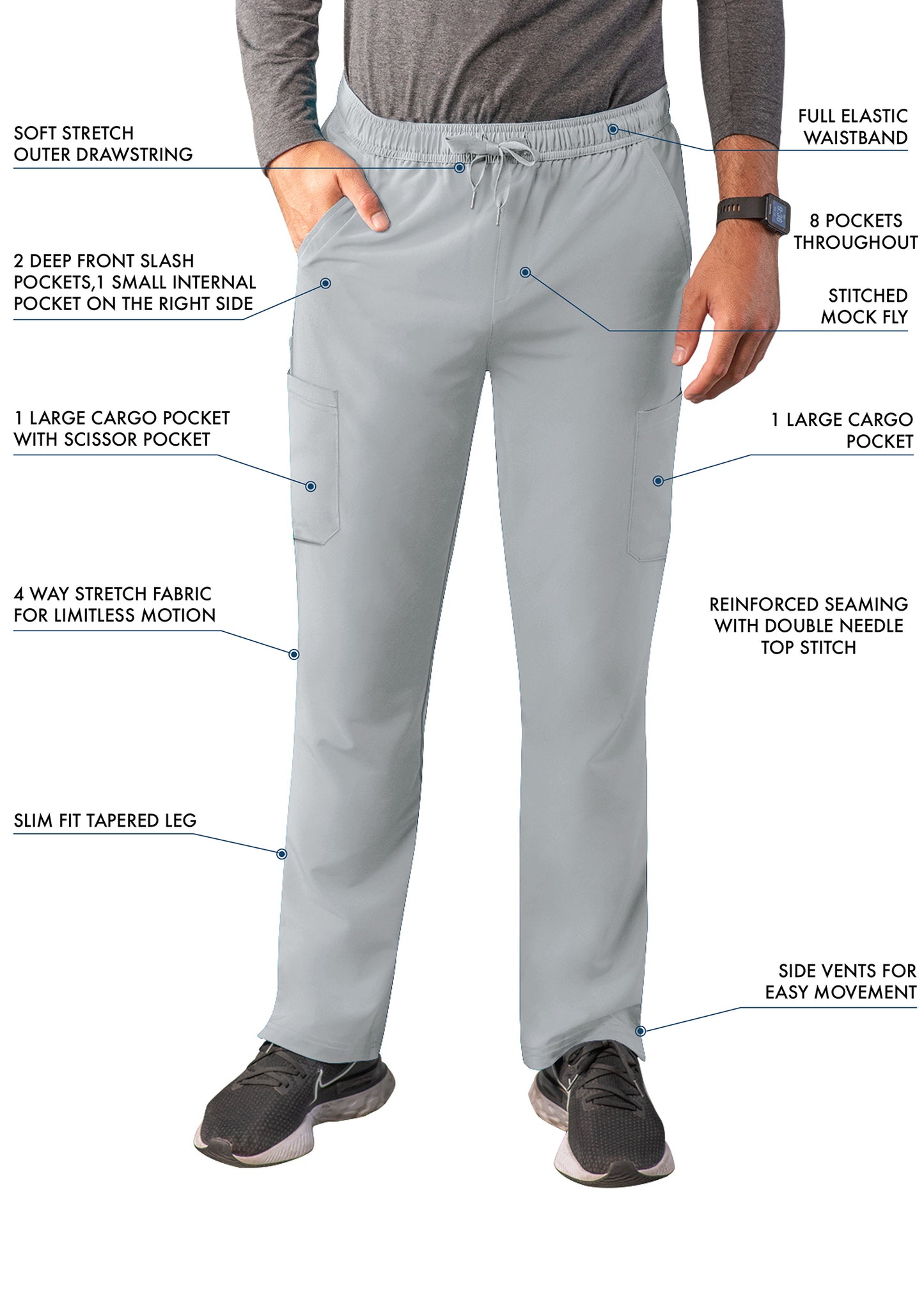 ADAR Addition Men's Slim Leg Cargo Drawstring Pant