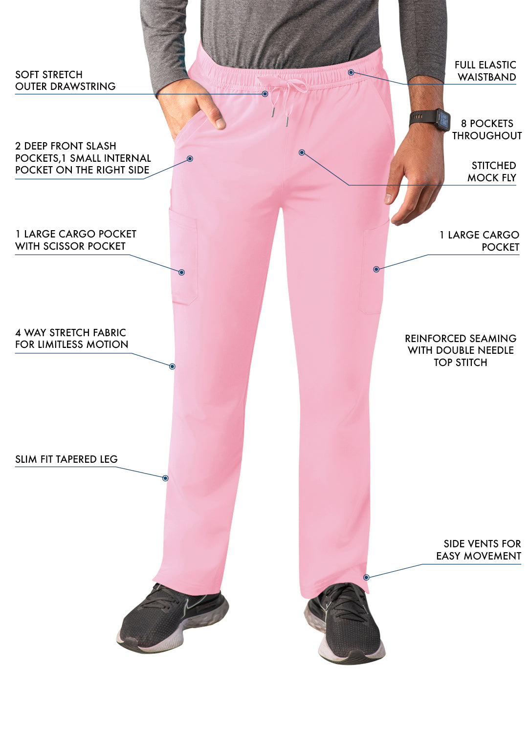 ADAR Addition Men's Slim Leg Cargo Drawstring Pant