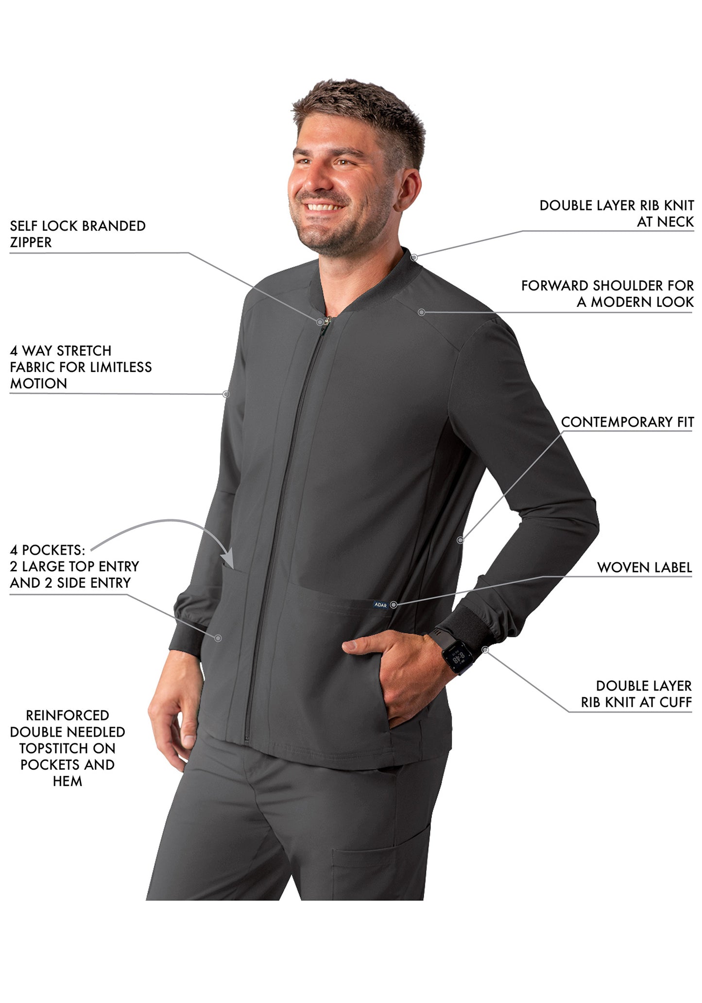 ADAR Addition Men's Bomber Zipped Jacket