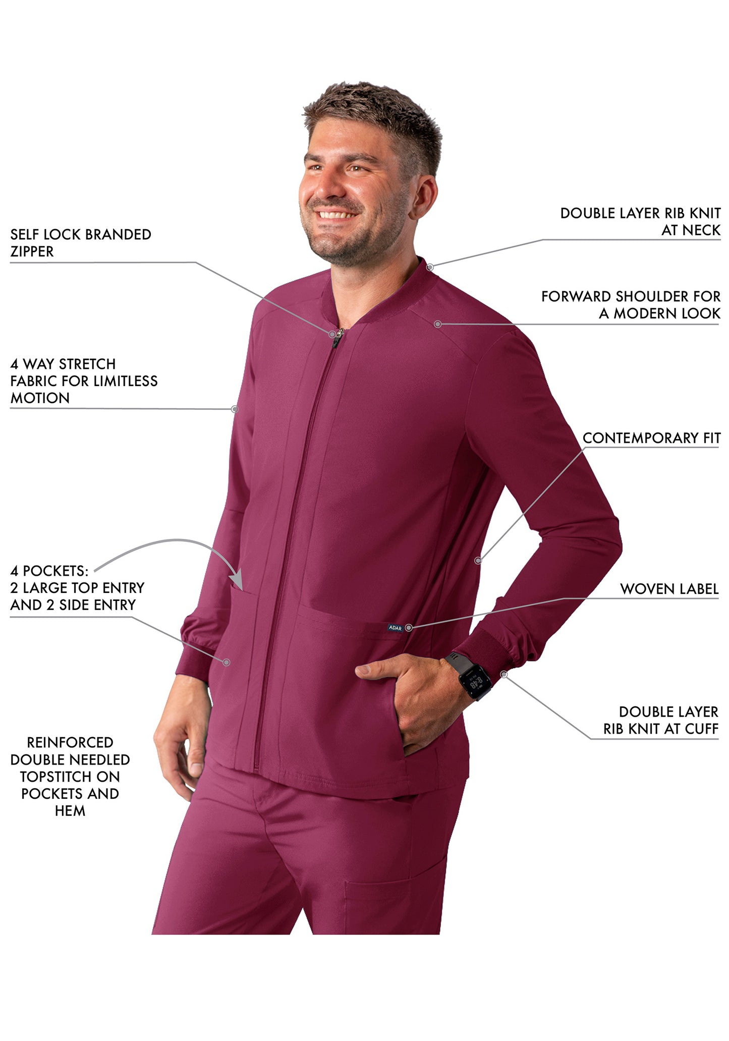 ADAR Addition Men's Bomber Zipped Jacket (More Color)