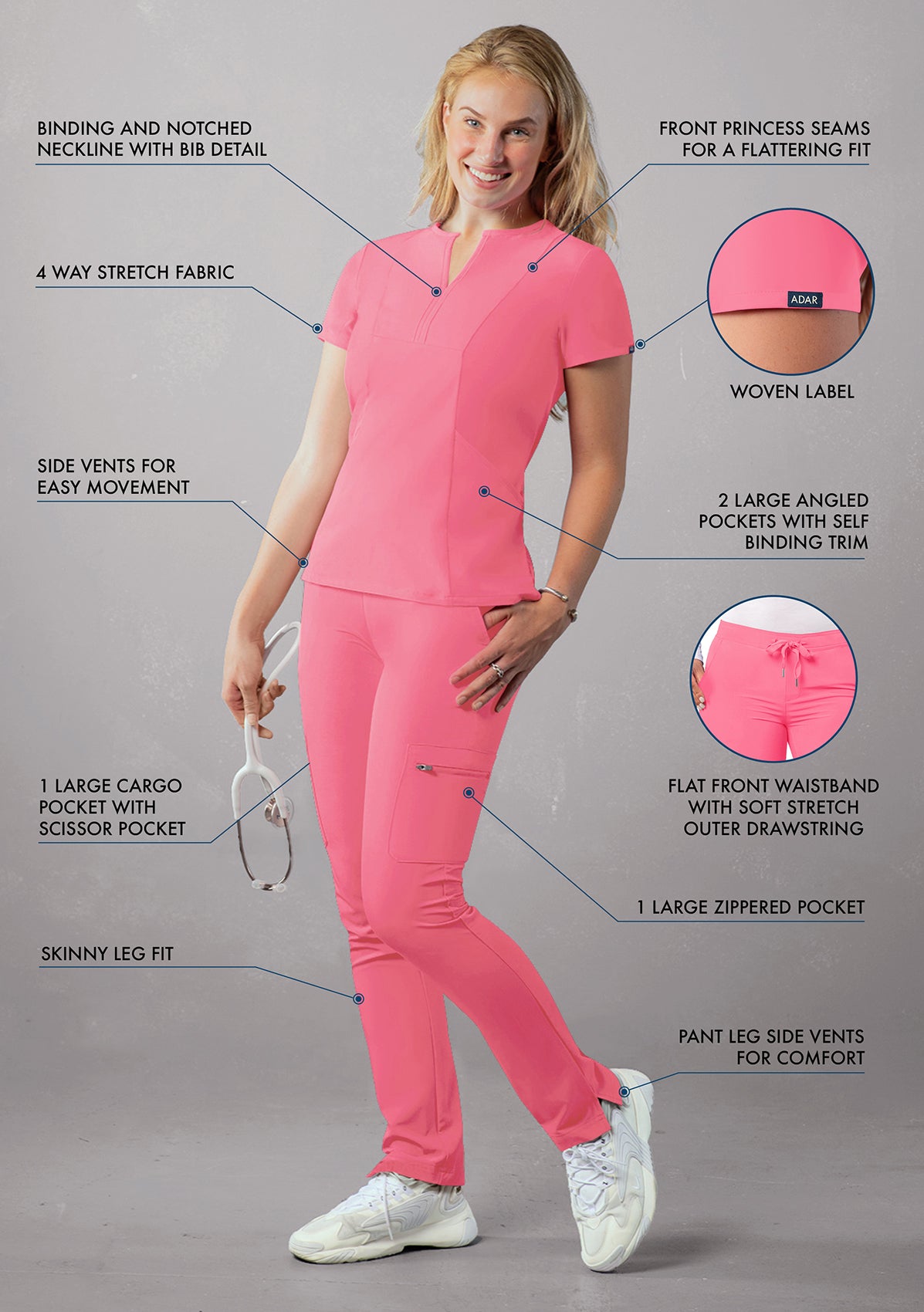 ADAR Addition Women's Go-Higher Scrub Set