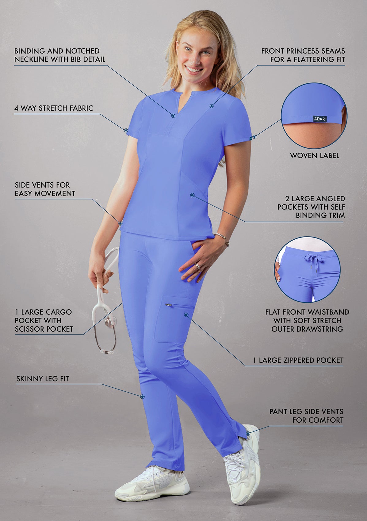 ADAR Addition Women's Go-Higher Scrub Set