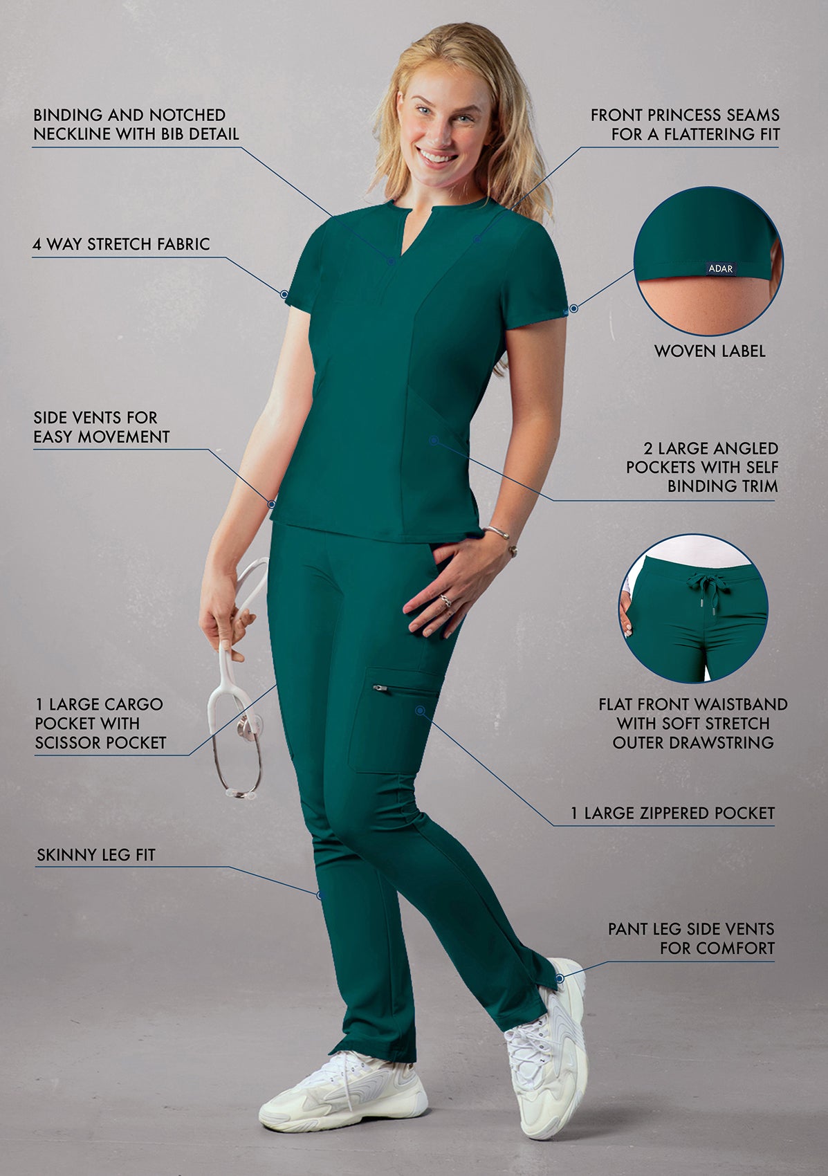 ADAR Addition Women's Go-Higher Scrub Set