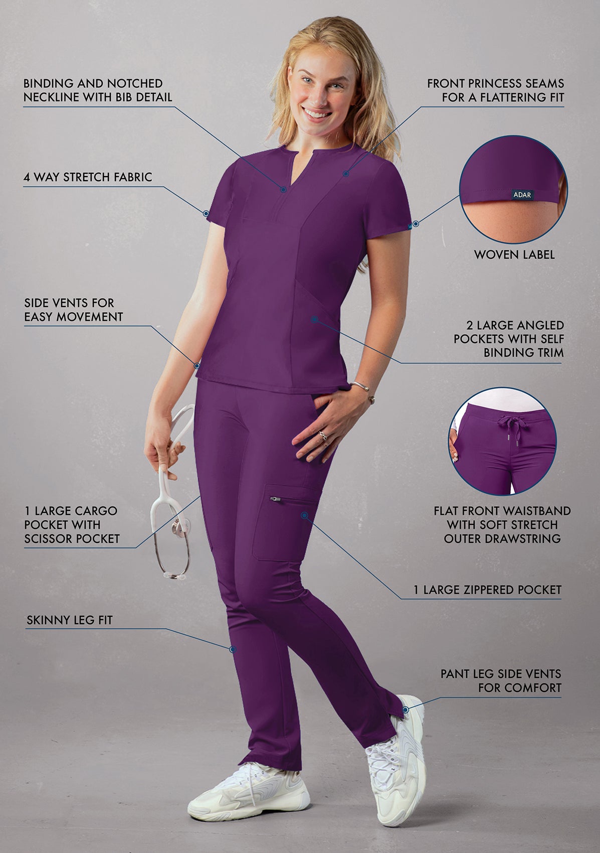 ADAR Addition Women's Go-Higher Scrub Set