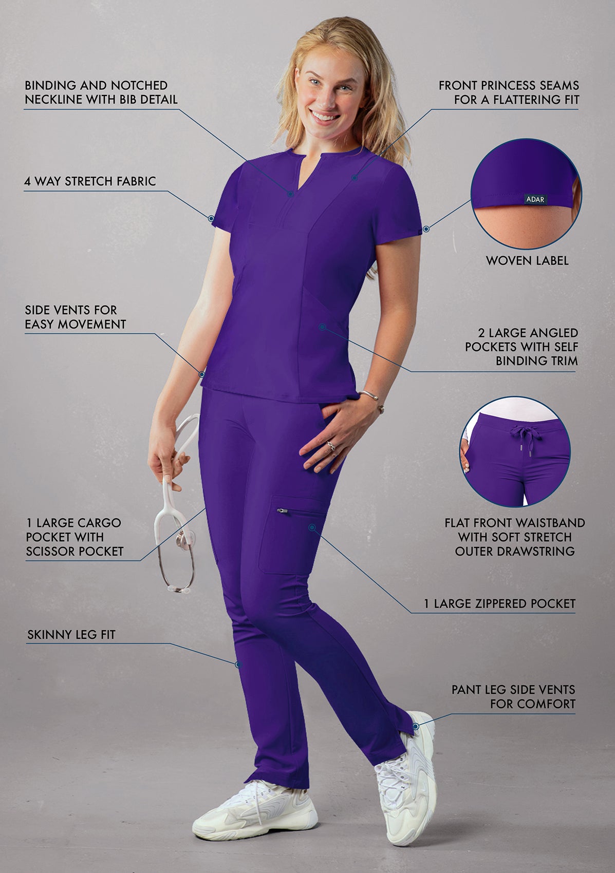 ADAR Addition Women's Go-Higher Scrub Set