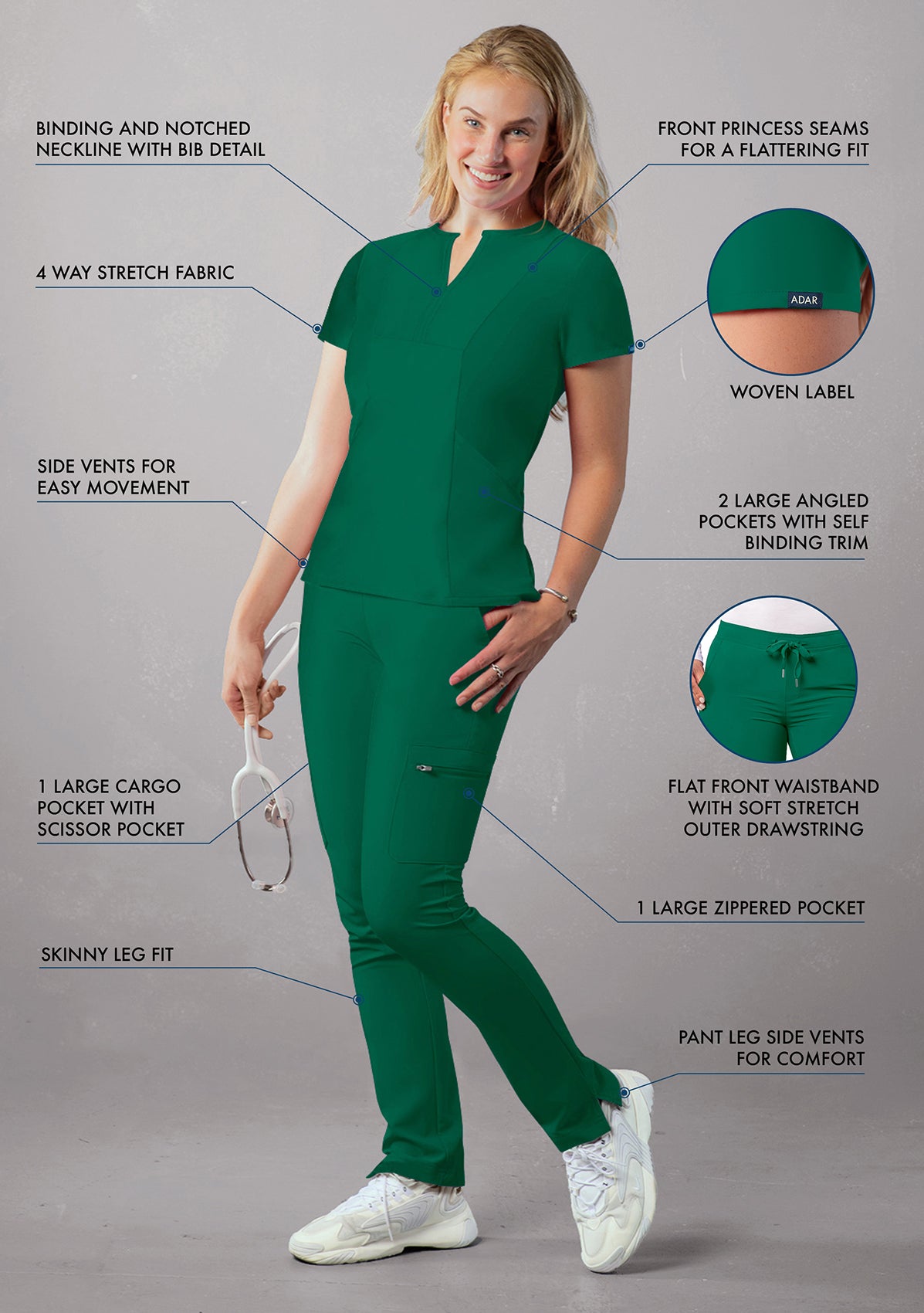 ADAR Addition Women's Go-Higher Scrub Set