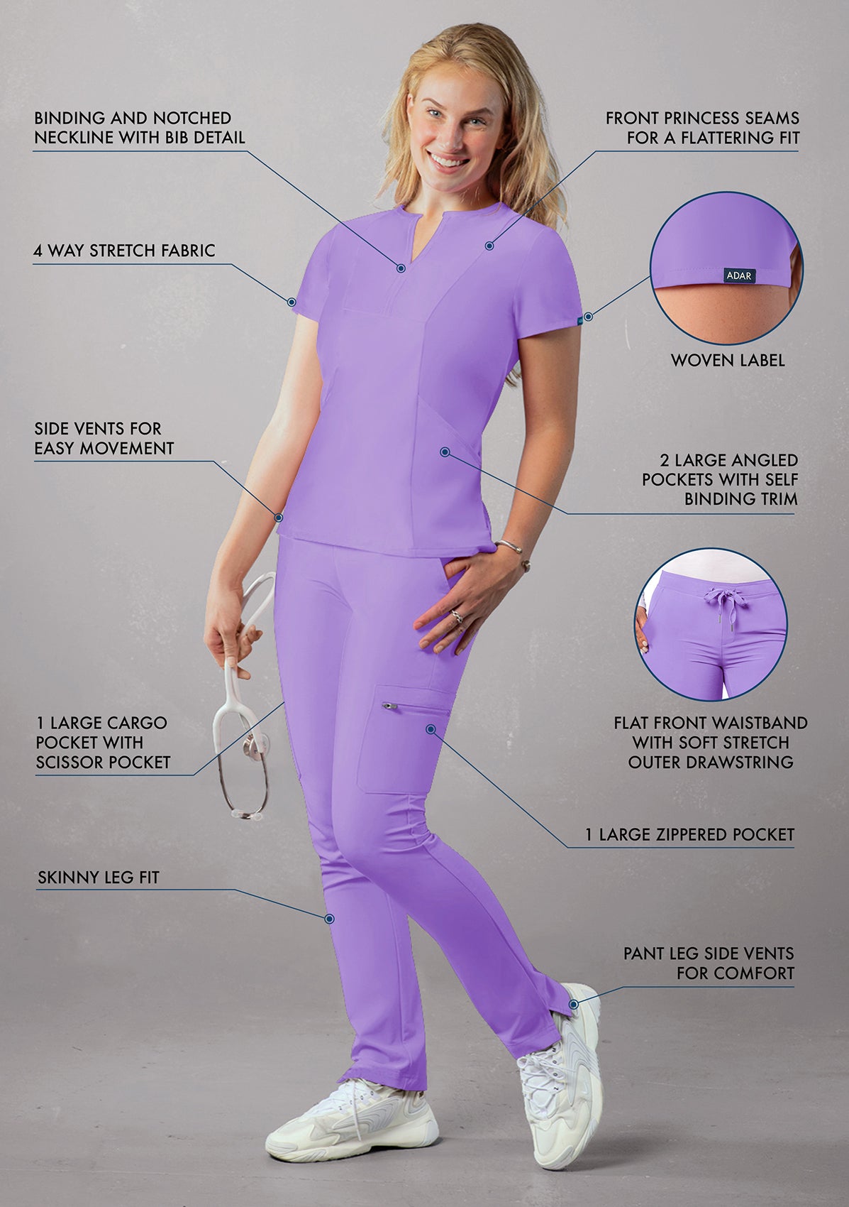 ADAR Addition Women's Go-Higher Scrub Set