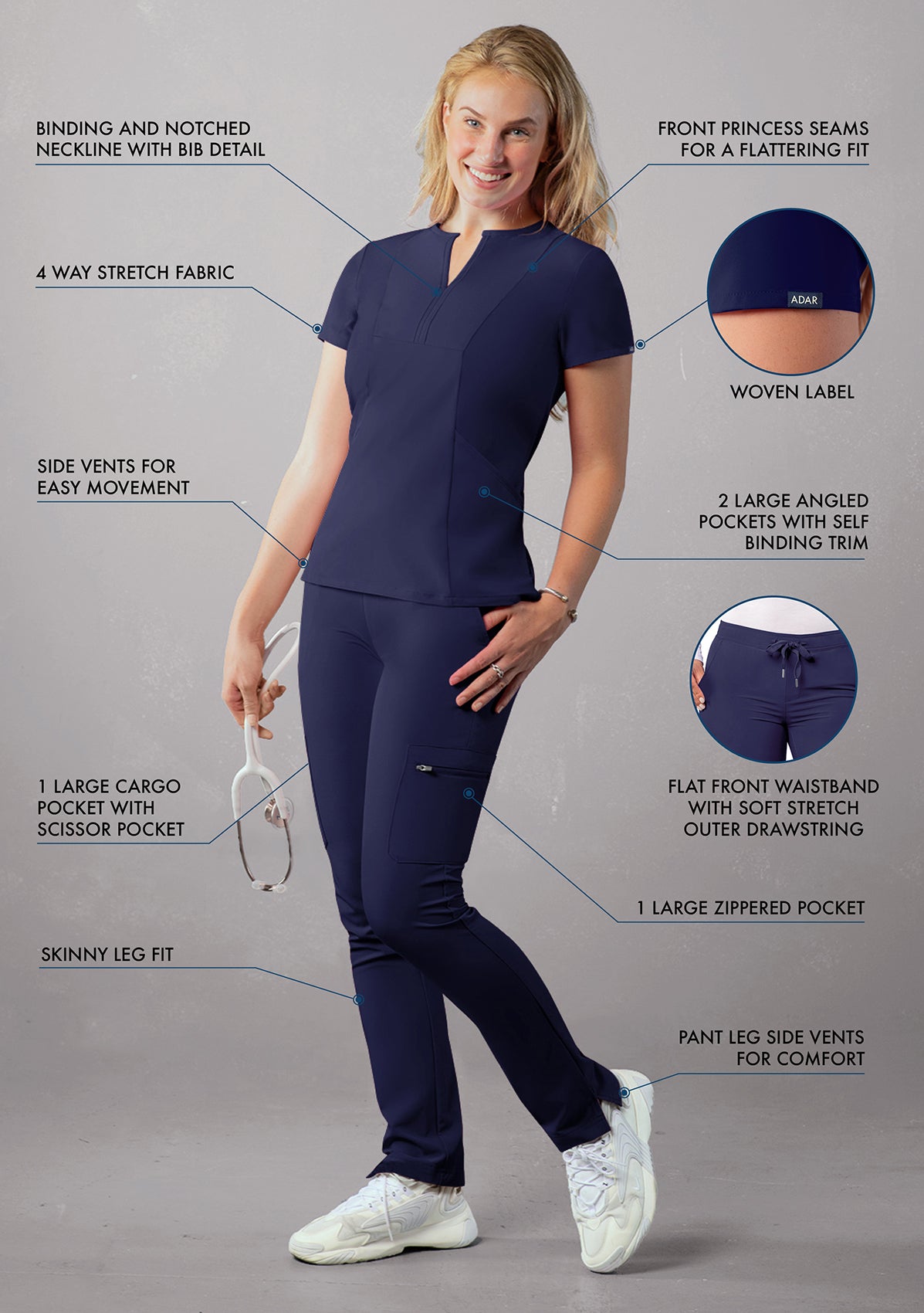 ADAR Addition Women's Go-Higher Scrub Set