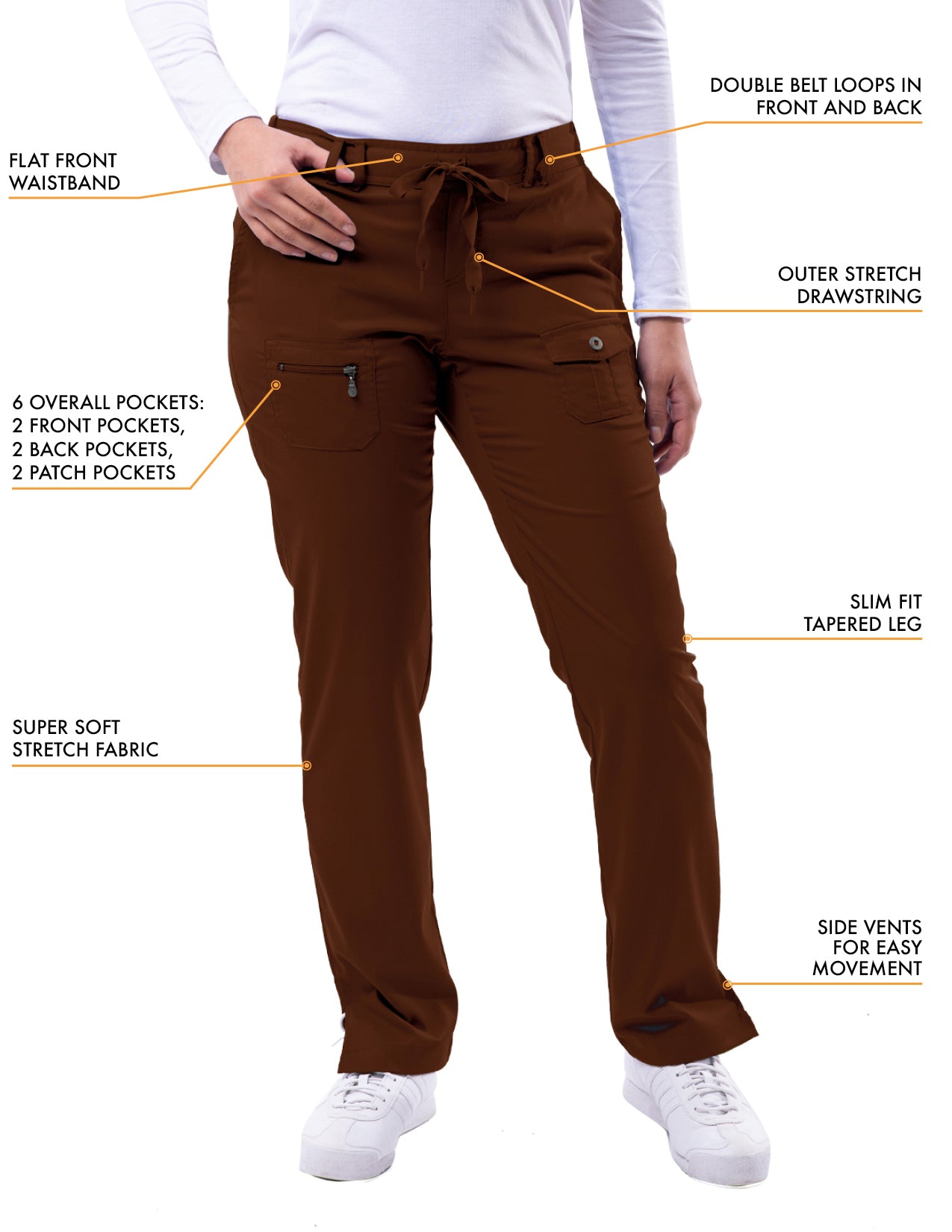 ADAR Pro Women's Slim Fit 6 Pocket Pant Tall