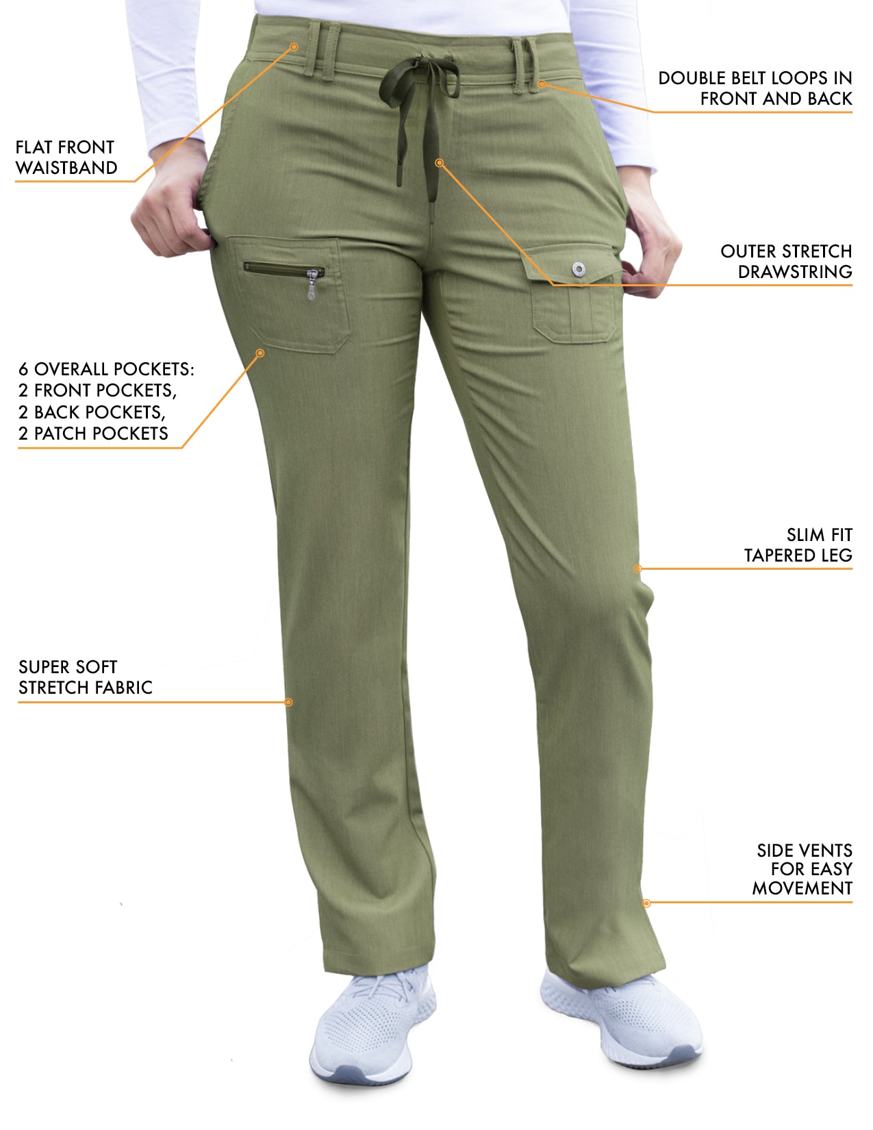 ADAR Pro Women's Slim Fit 6 Pocket Pant  Petite (More Color)