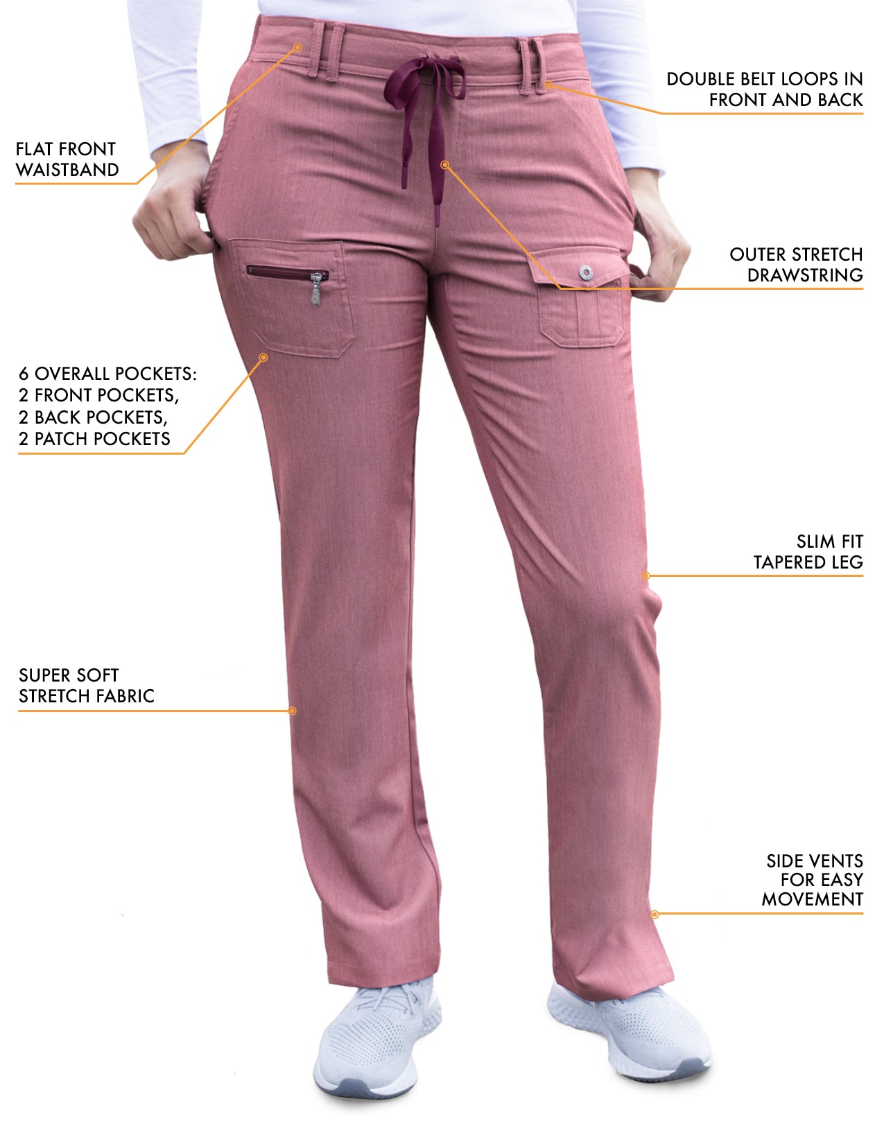 ADAR Pro Women's Slim Fit 6 Pocket Pant  Petite (More Color)