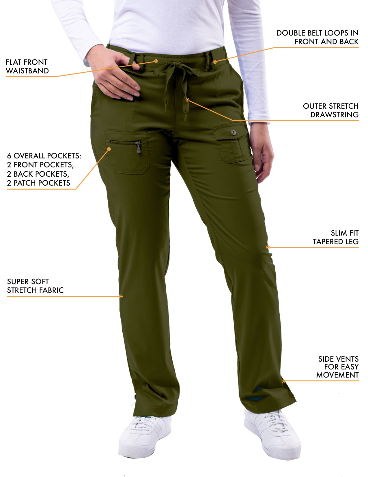 ADAR Pro Women's Slim Fit 6 Pocket Pant  Petite (More Color)