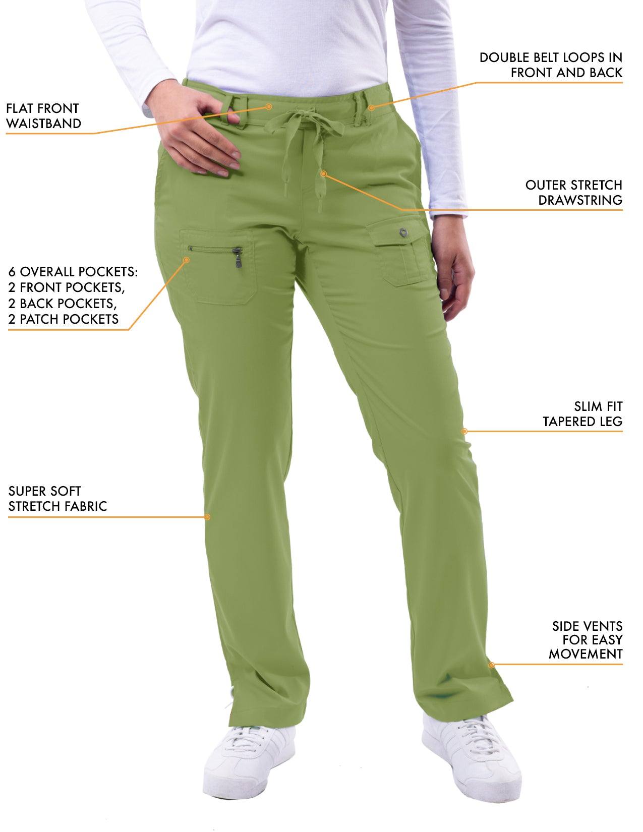 ADAR Pro Women's Slim Fit 6 Pocket Pant Petite (More Color)