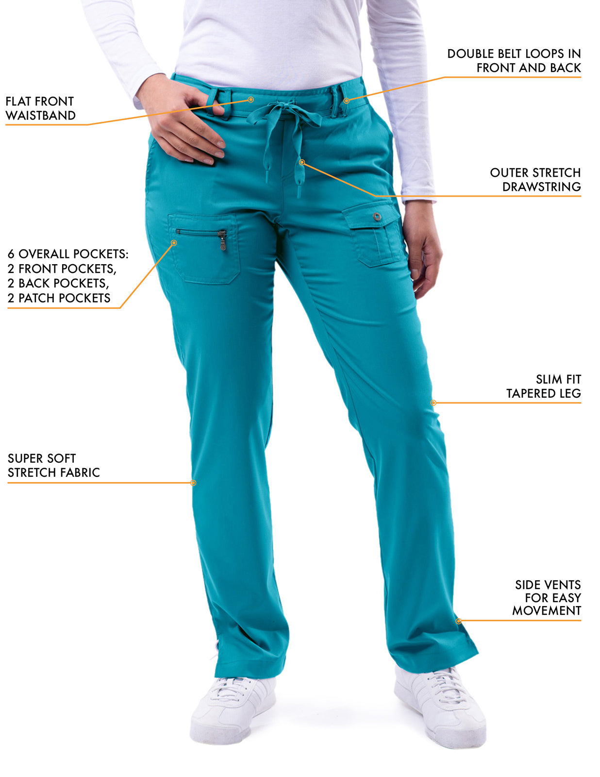 ADAR Pro Women's Slim Fit 6 Pocket Pant Petite (More Color)