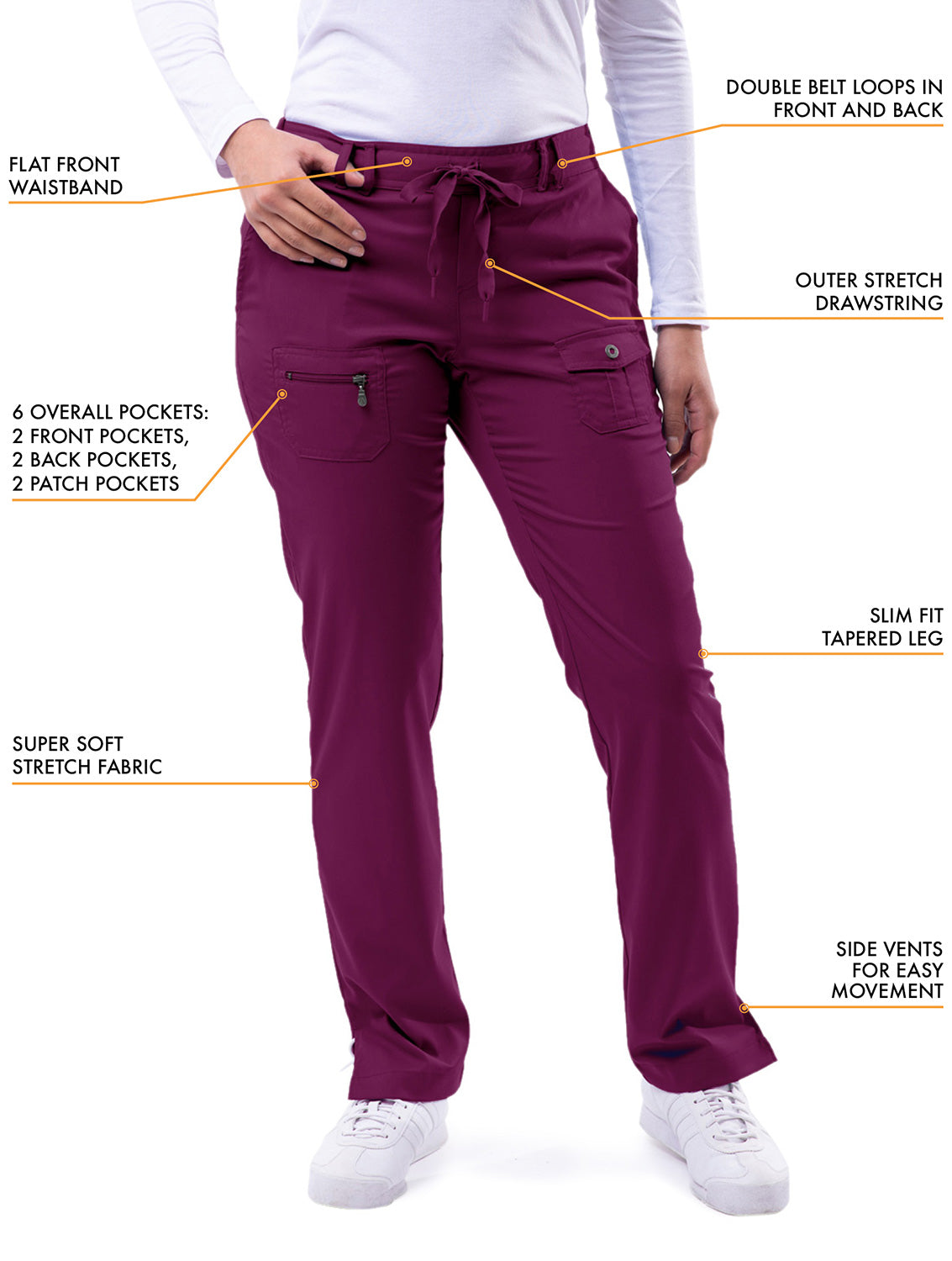 ADAR Pro Women's Slim Fit 6 Pocket Pant Tall (More Color)