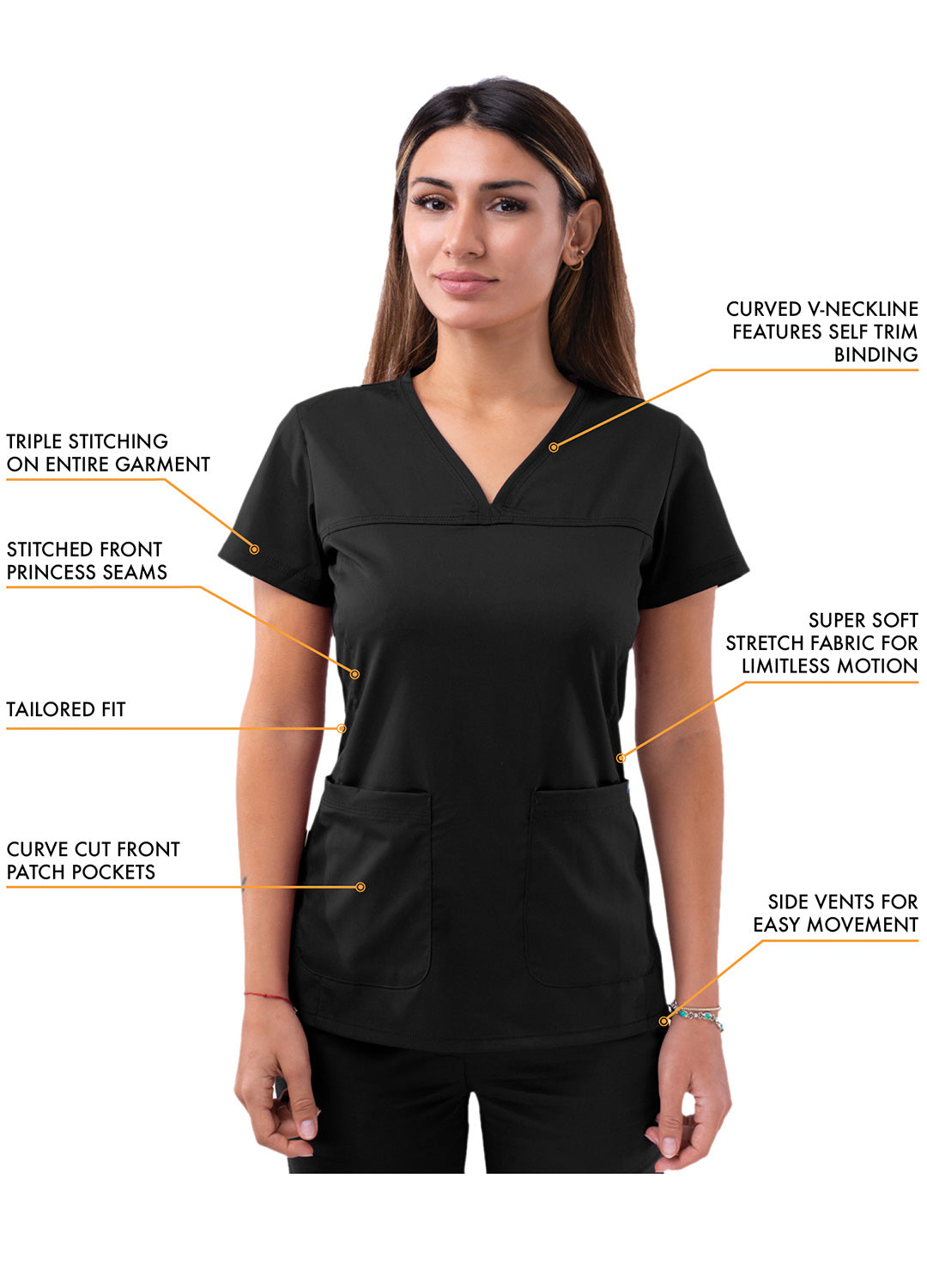 ADAR Pro Women's Sweetheart V-neck Scrub Top