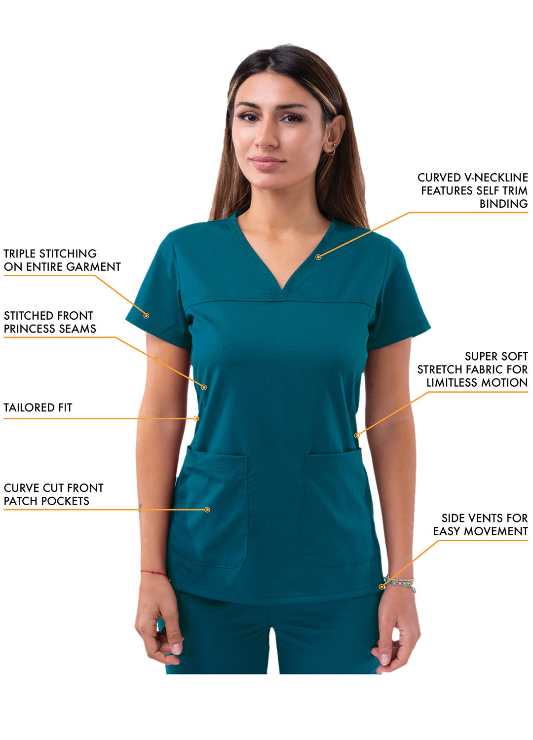 ADAR Pro Women's Sweetheart V-neck Scrub Top