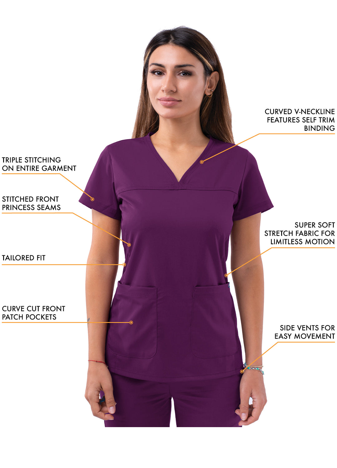 ADAR Pro Women's Sweetheart V-neck Scrub Top