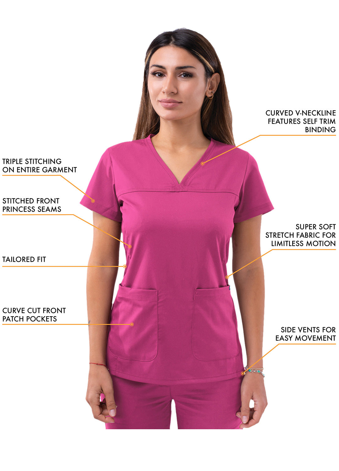 ADAR Pro Women's Sweetheart V-neck Scrub Top