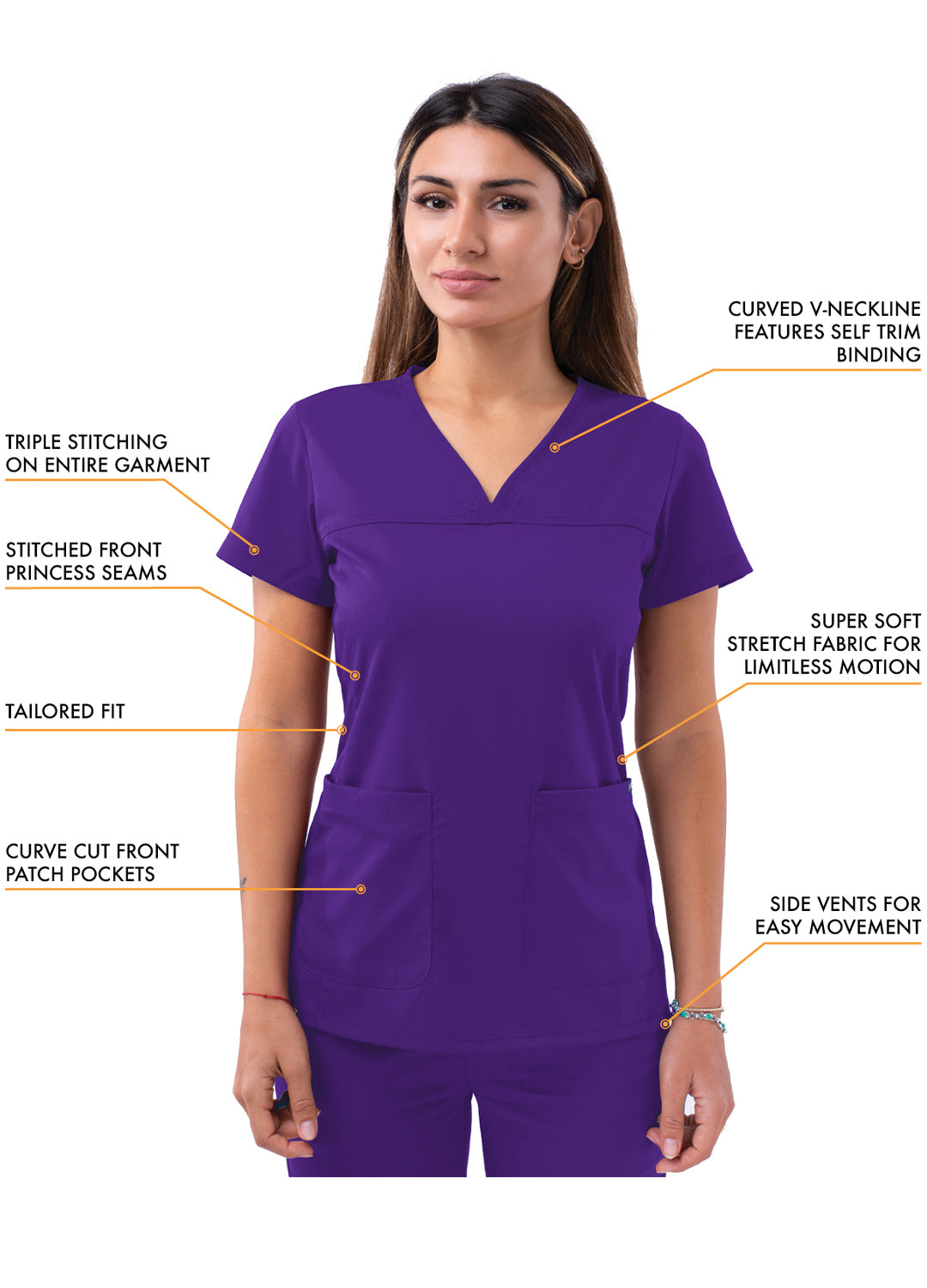 ADAR Pro Women's Sweetheart V-neck Scrub Top