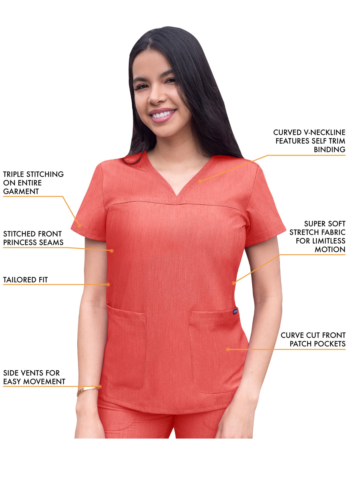 ADAR Pro Women's Sweetheart V-neck Scrub Top
