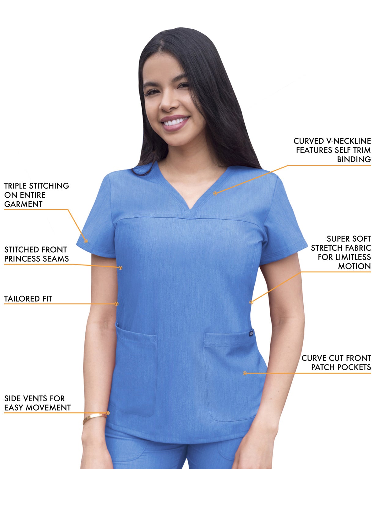 ADAR Pro Women's Sweetheart V-neck Scrub Top